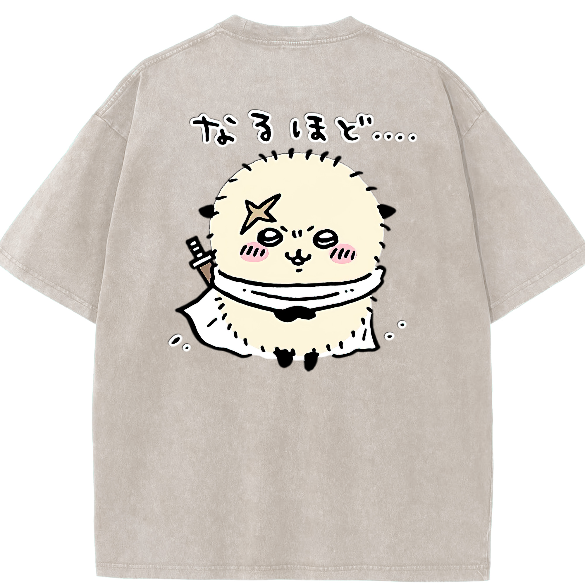 （画像用） ちいかわ ラッコ Chii-kawa Sea otter 綿100% ヴィンテージ風 半袖Tシャツ（背面プリント）