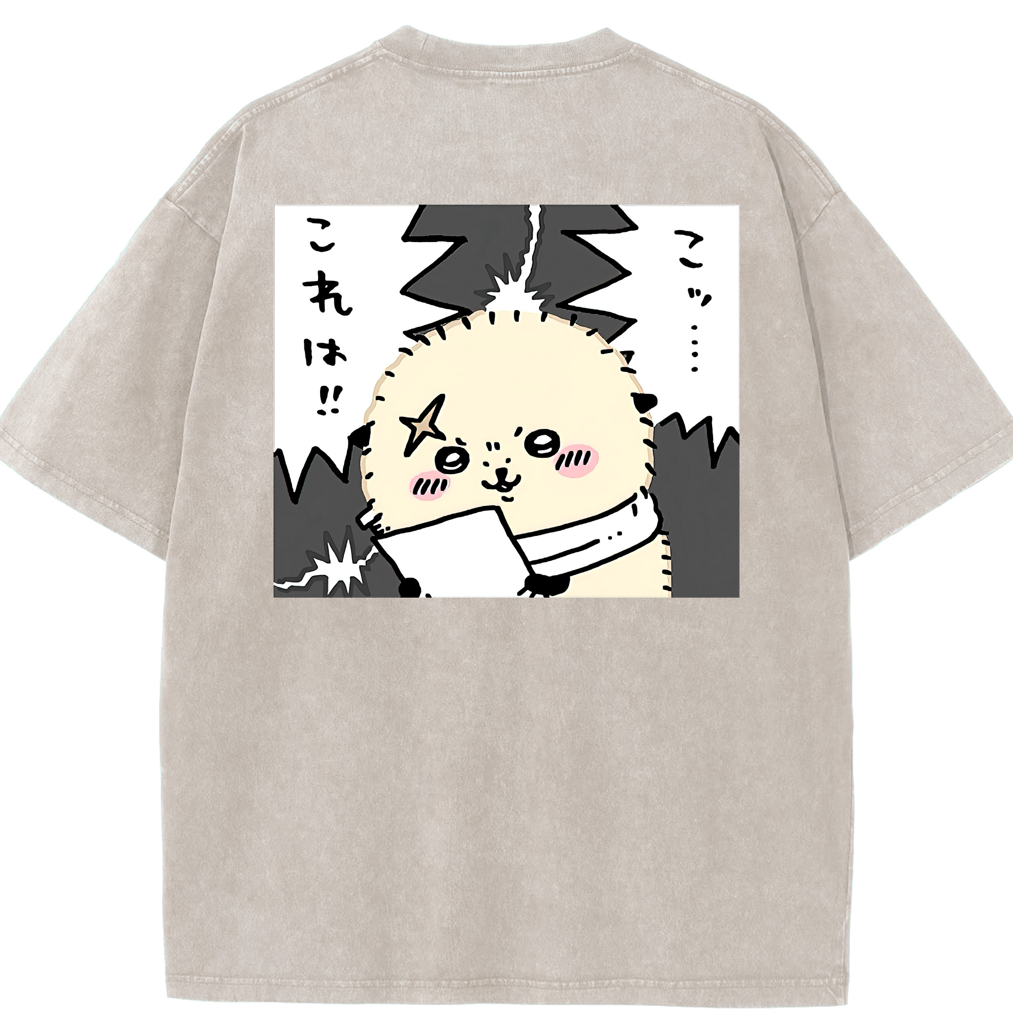 （画像用） ちいかわ ラッコ Chii-kawa Sea otter 綿100% ヴィンテージ風 半袖Tシャツ（背面プリント）