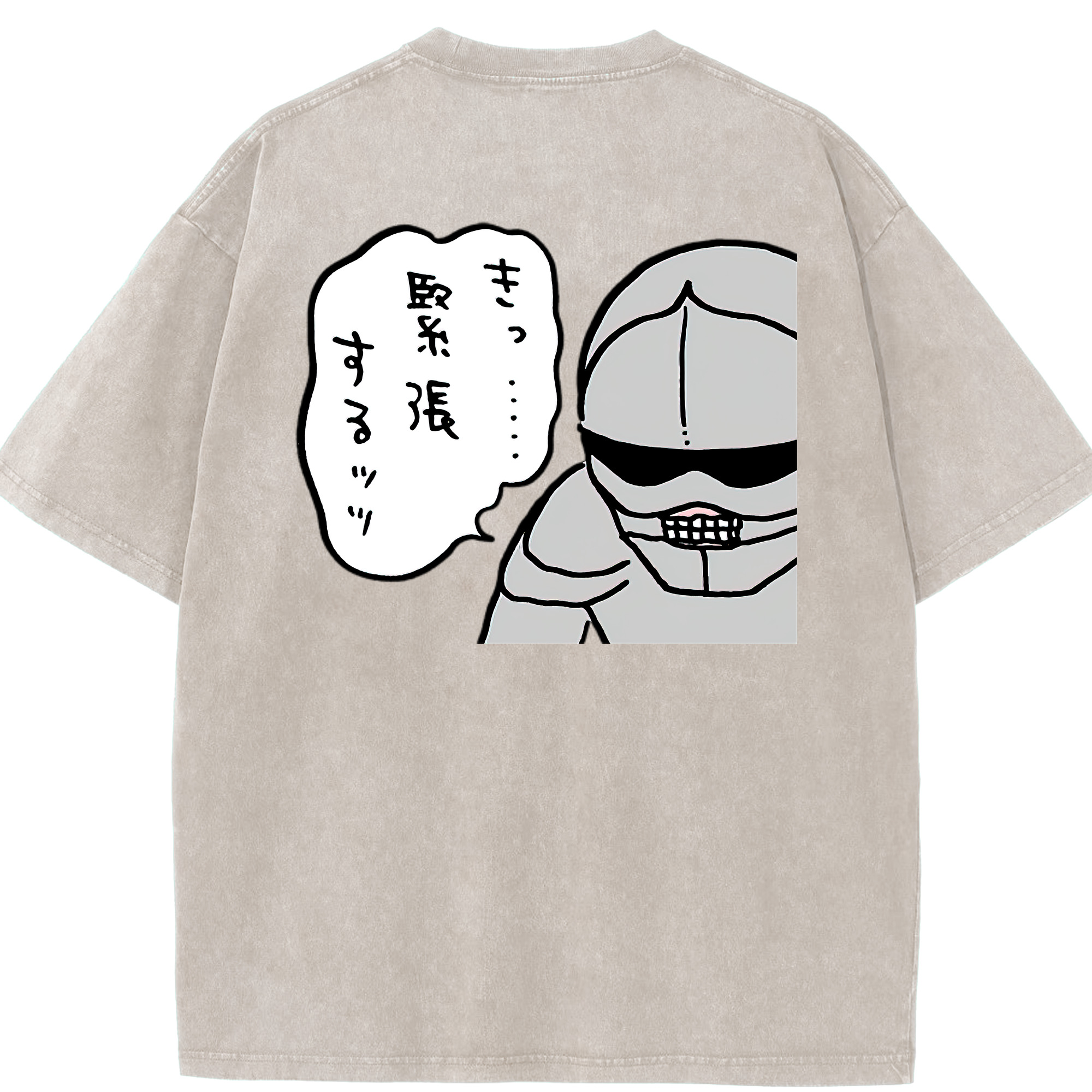 （画像用） ちいかわ 労働の鎧さん Chii-kawa Mr. Armor of Labor 綿100% ヴィンテージ風 半袖Tシャツ（背面プリント）