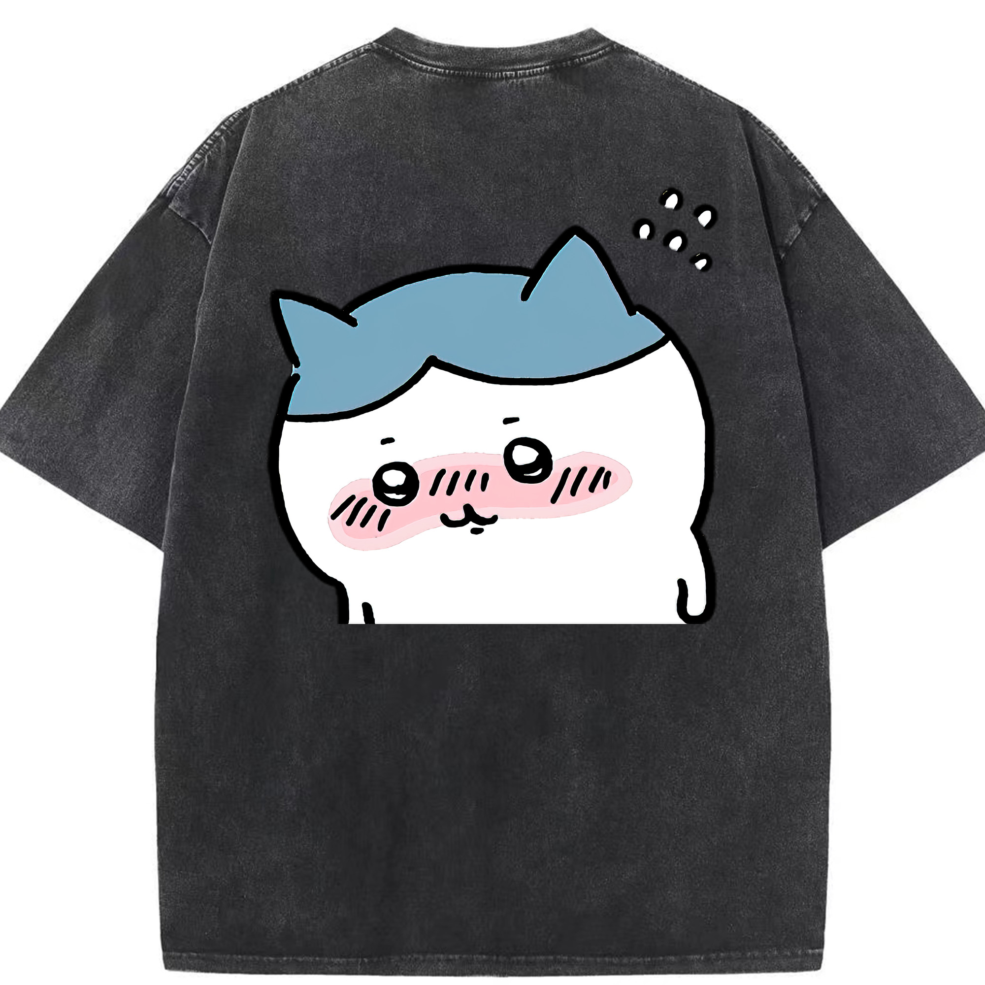 （画像用） ちいかわ ハチワレ Chii-kawa hachiware 綿100% ヴィンテージ風 半袖Tシャツ（背面プリント）
