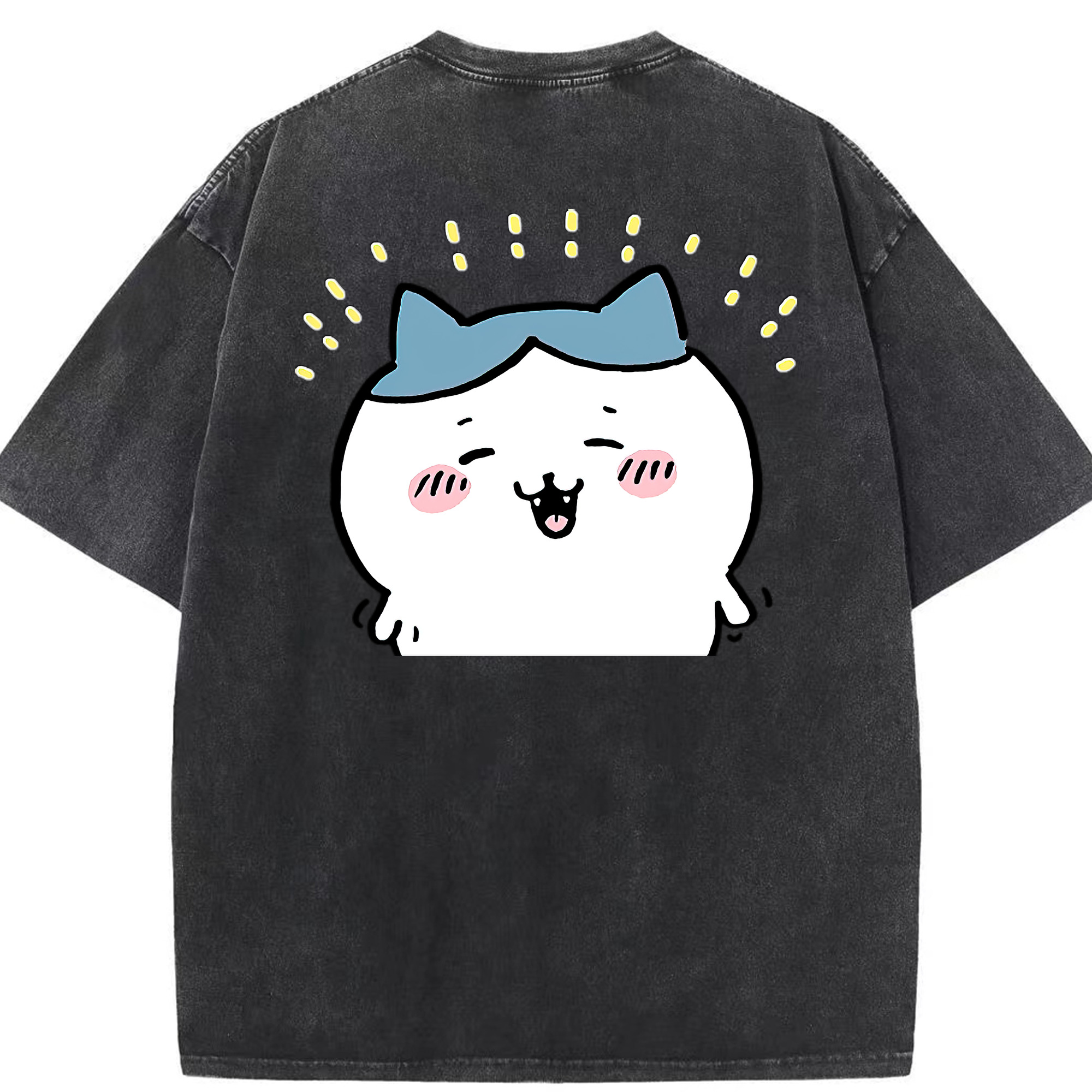 （画像用） ちいかわ ハチワレ Chii-kawa hachiware 綿100% ヴィンテージ風 半袖Tシャツ（背面プリント）