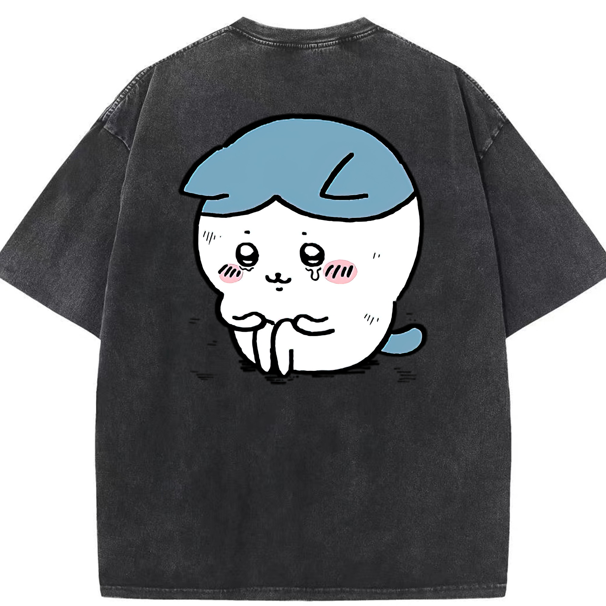 （画像用） ちいかわ ハチワレ Chii-kawa hachiware 綿100% ヴィンテージ風 半袖Tシャツ（背面プリント）