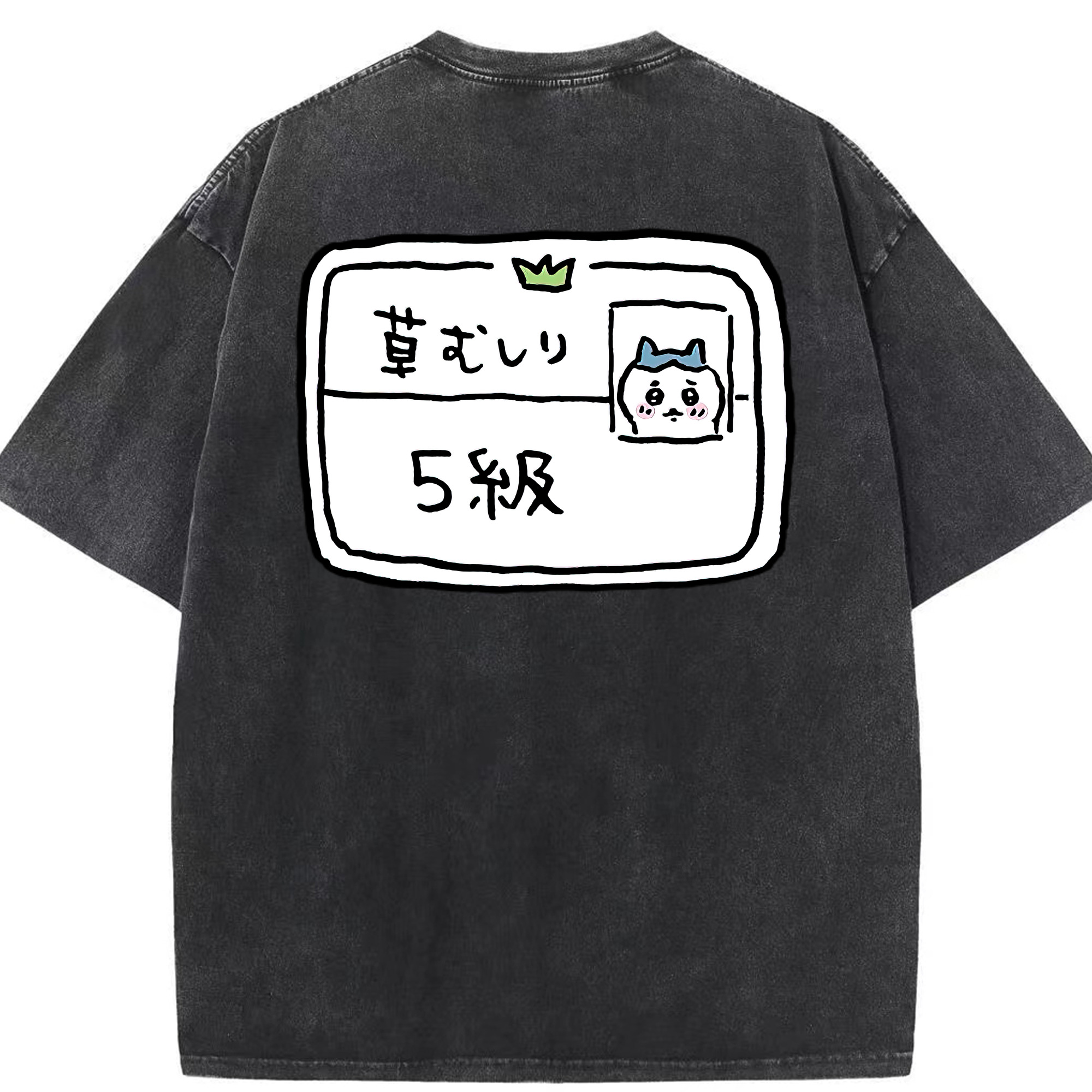 （画像用） ちいかわ ハチワレ Chii-kawa hachiware 綿100% ヴィンテージ風 半袖Tシャツ（背面プリント）