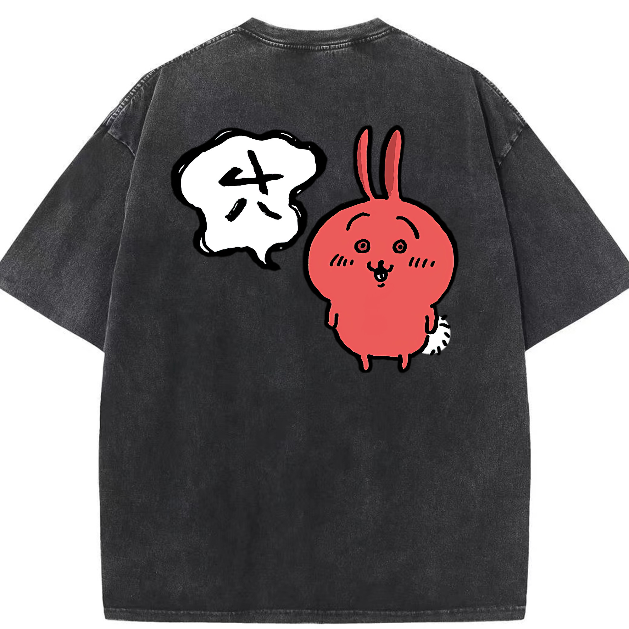 （画像用） ちいかわ ハチワレ Chii-kawa hachiware 綿100% ヴィンテージ風 半袖Tシャツ（背面プリント）