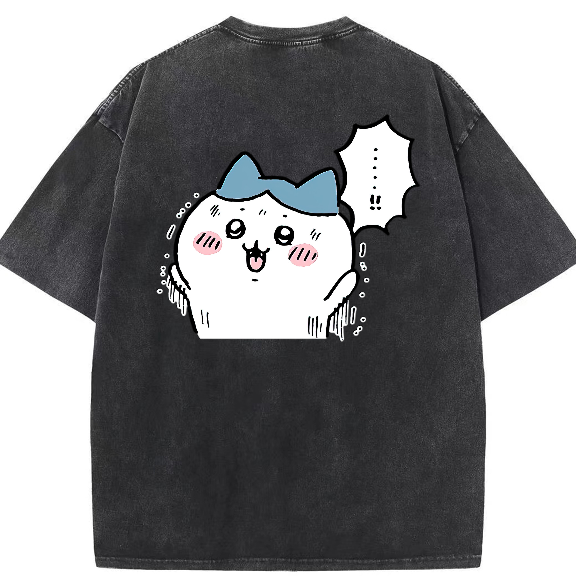 （画像用） ちいかわ ハチワレ Chii-kawa hachiware 綿100% ヴィンテージ風 半袖Tシャツ（背面プリント）