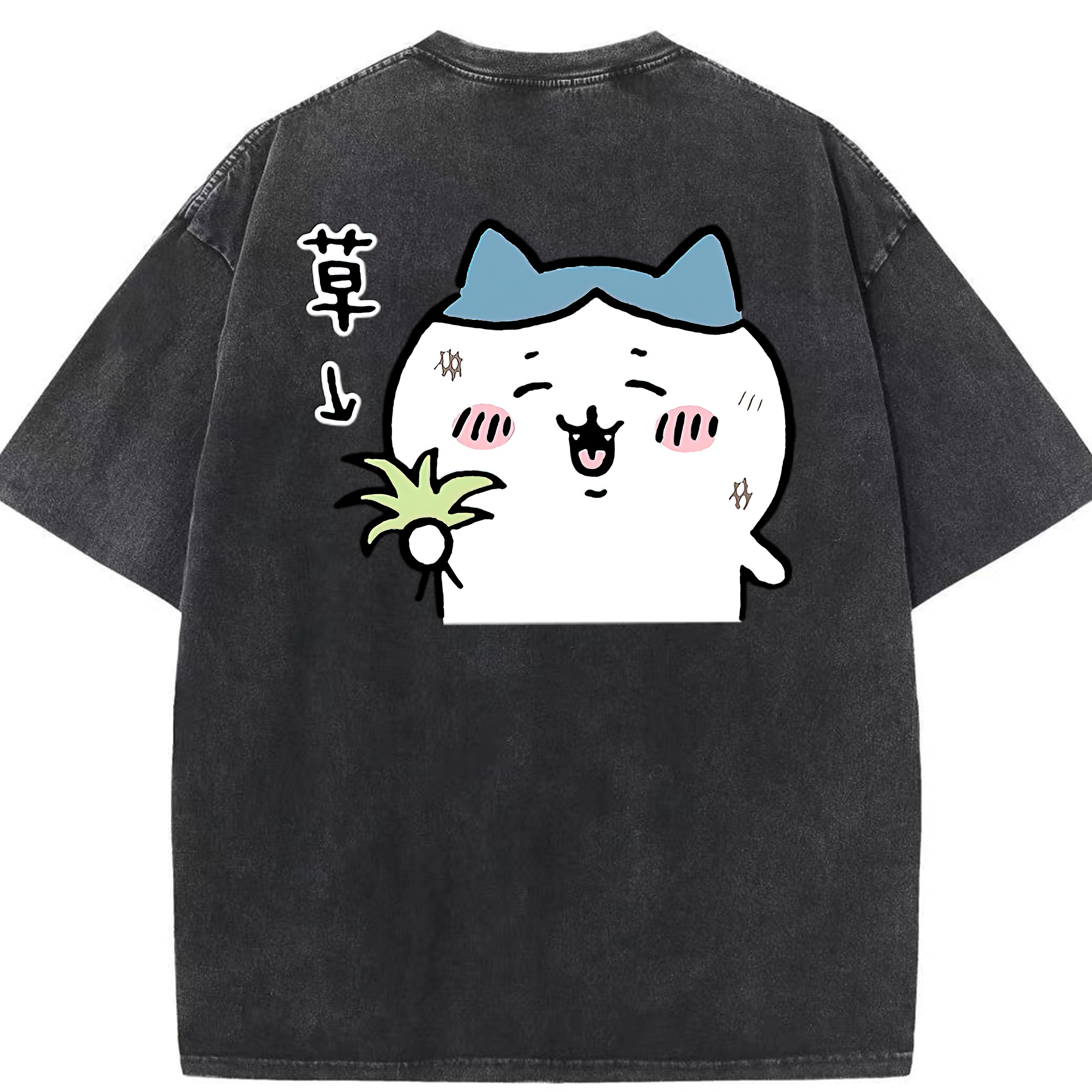 （画像用） ちいかわ ハチワレ Chii-kawa hachiware 綿100% ヴィンテージ風 半袖Tシャツ（背面プリント）