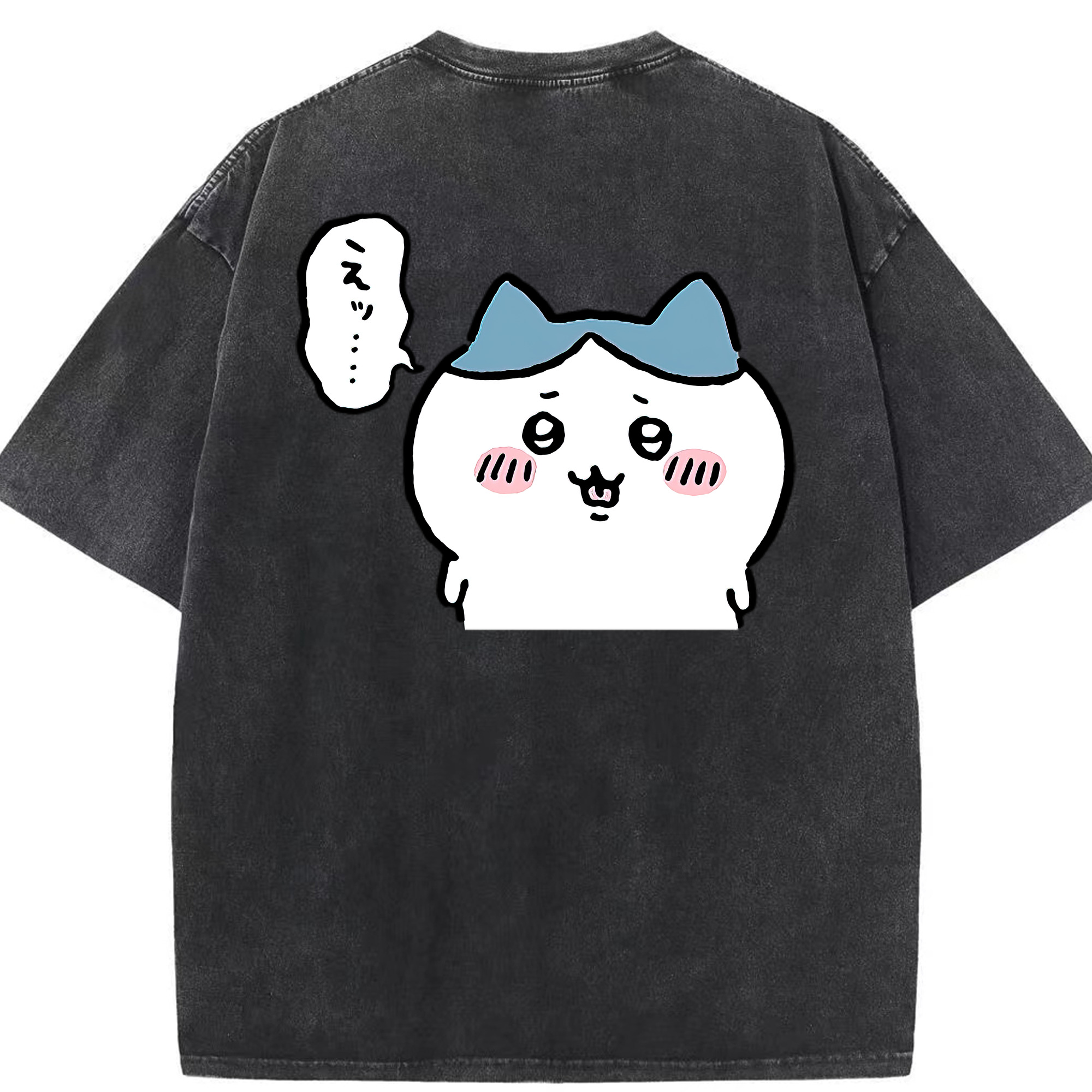（画像用） ちいかわ ハチワレ Chii-kawa hachiware 綿100% ヴィンテージ風 半袖Tシャツ（背面プリント）