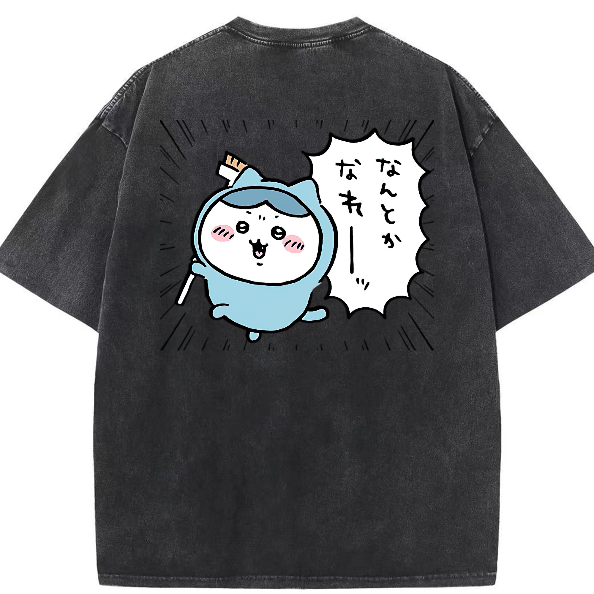 （画像用） ちいかわ ハチワレ Chii-kawa hachiware 綿100% ヴィンテージ風 半袖Tシャツ（背面プリント）