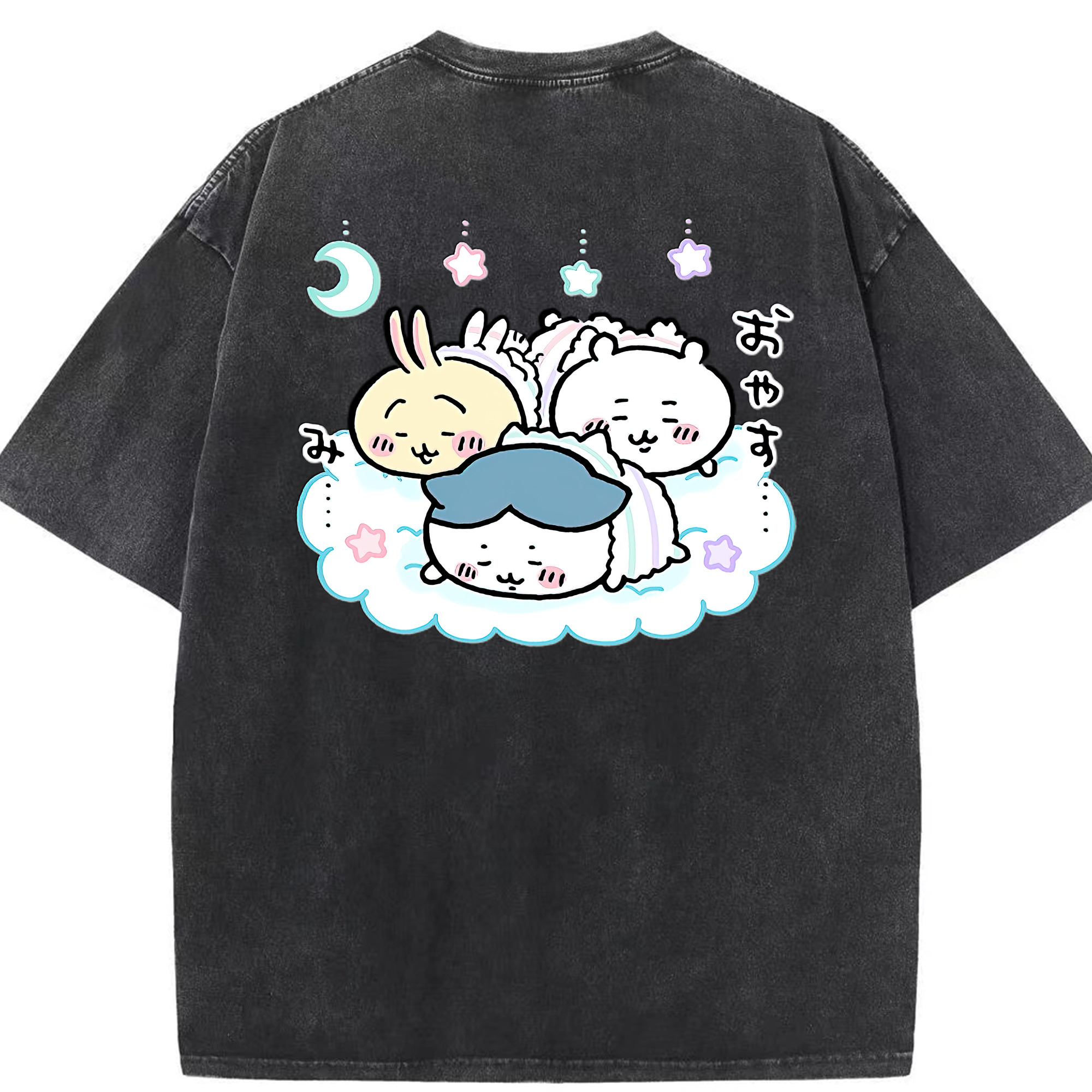 （画像用） ちいかわ ハチワレ Chii-kawa hachiware 綿100% ヴィンテージ風 半袖Tシャツ（背面プリント）