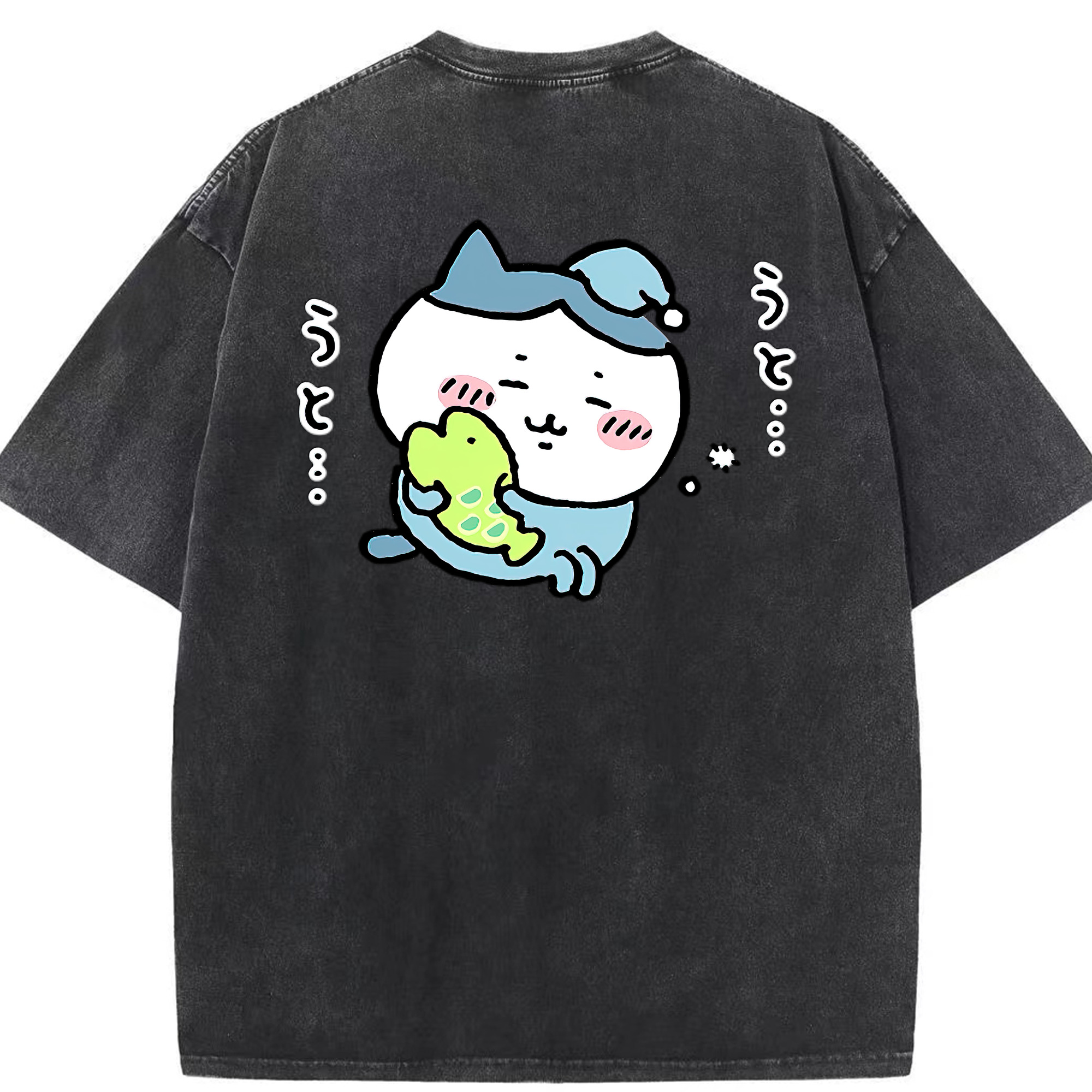 （画像用） ちいかわ ハチワレ Chii-kawa hachiware 綿100% ヴィンテージ風 半袖Tシャツ（背面プリント）