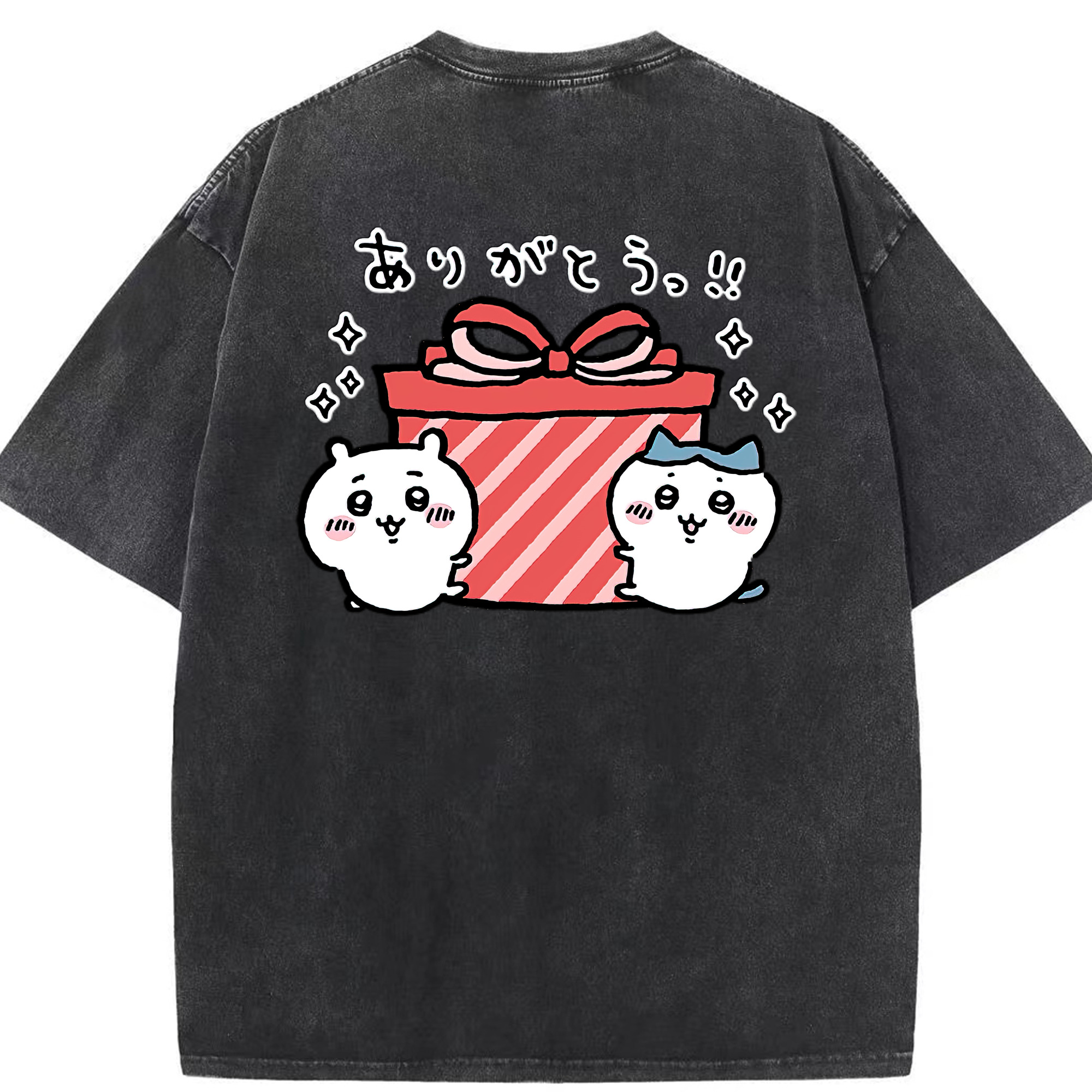 （画像用） ちいかわ ハチワレ Chii-kawa hachiware 綿100% ヴィンテージ風 半袖Tシャツ（背面プリント）