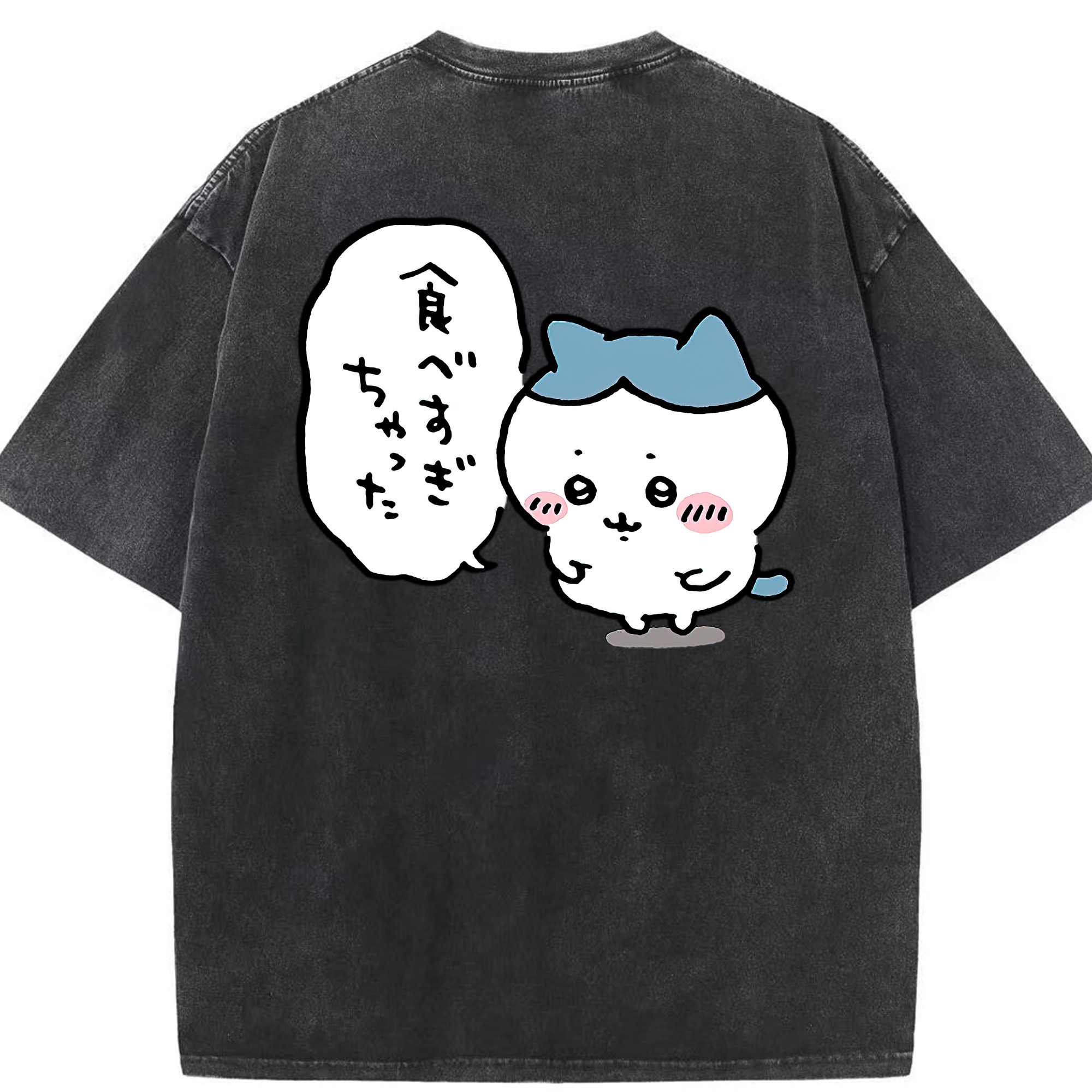 （画像用） ちいかわ ハチワレ Chii-kawa hachiware 綿100% ヴィンテージ風 半袖Tシャツ（背面プリント）