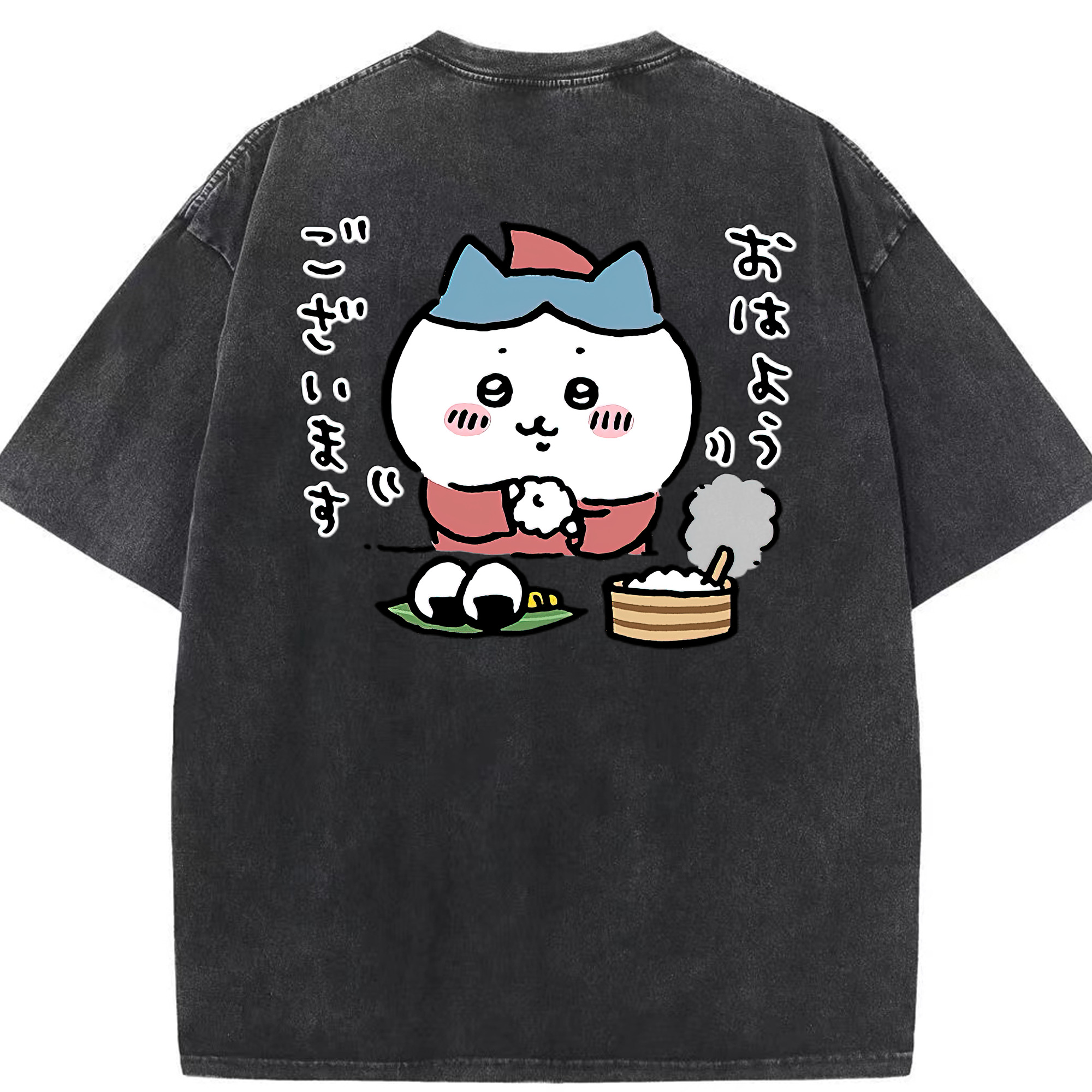 （画像用） ちいかわ ハチワレ Chii-kawa hachiware 綿100% ヴィンテージ風 半袖Tシャツ（背面プリント）