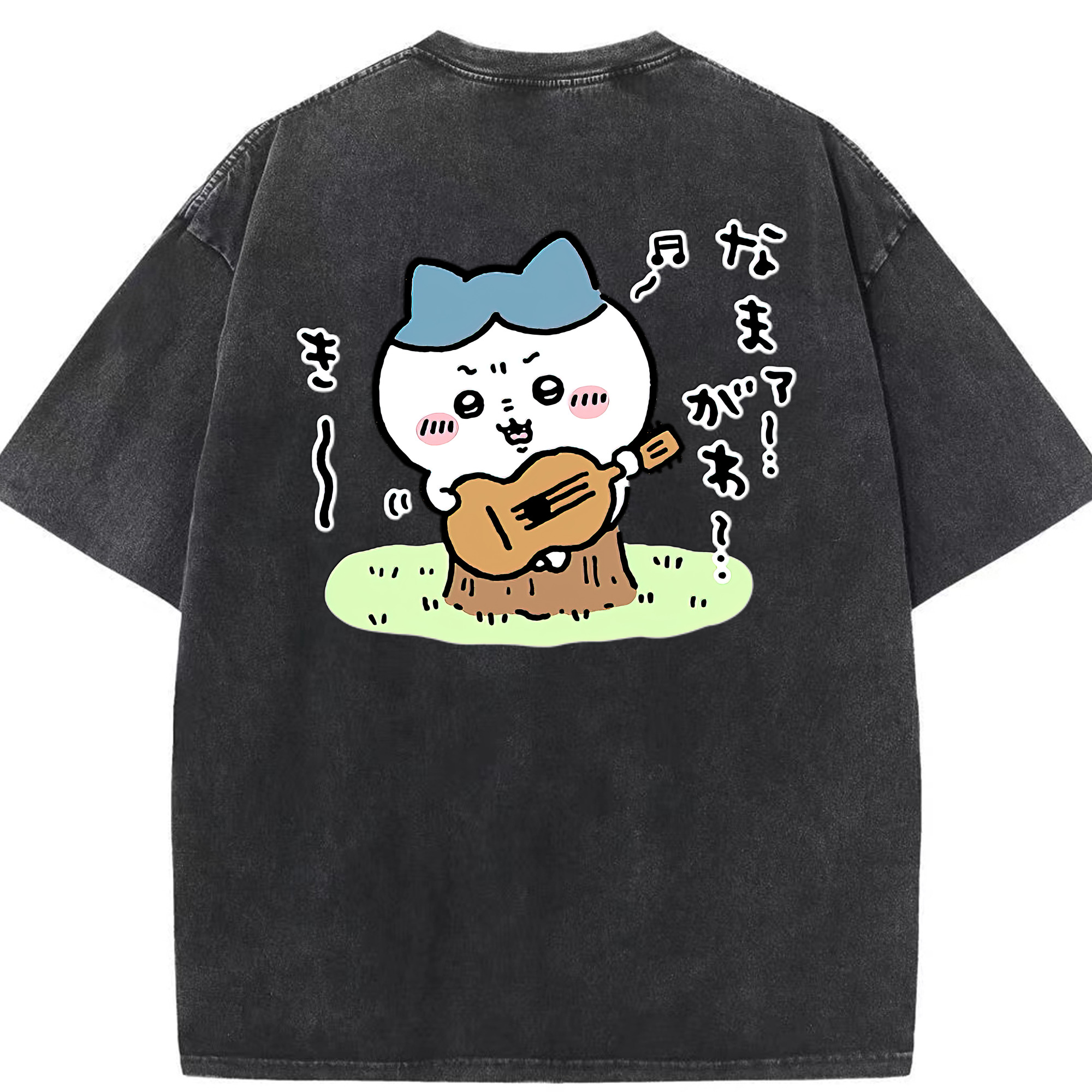 （画像用） ちいかわ ハチワレ Chii-kawa hachiware 綿100% ヴィンテージ風 半袖Tシャツ（背面プリント）