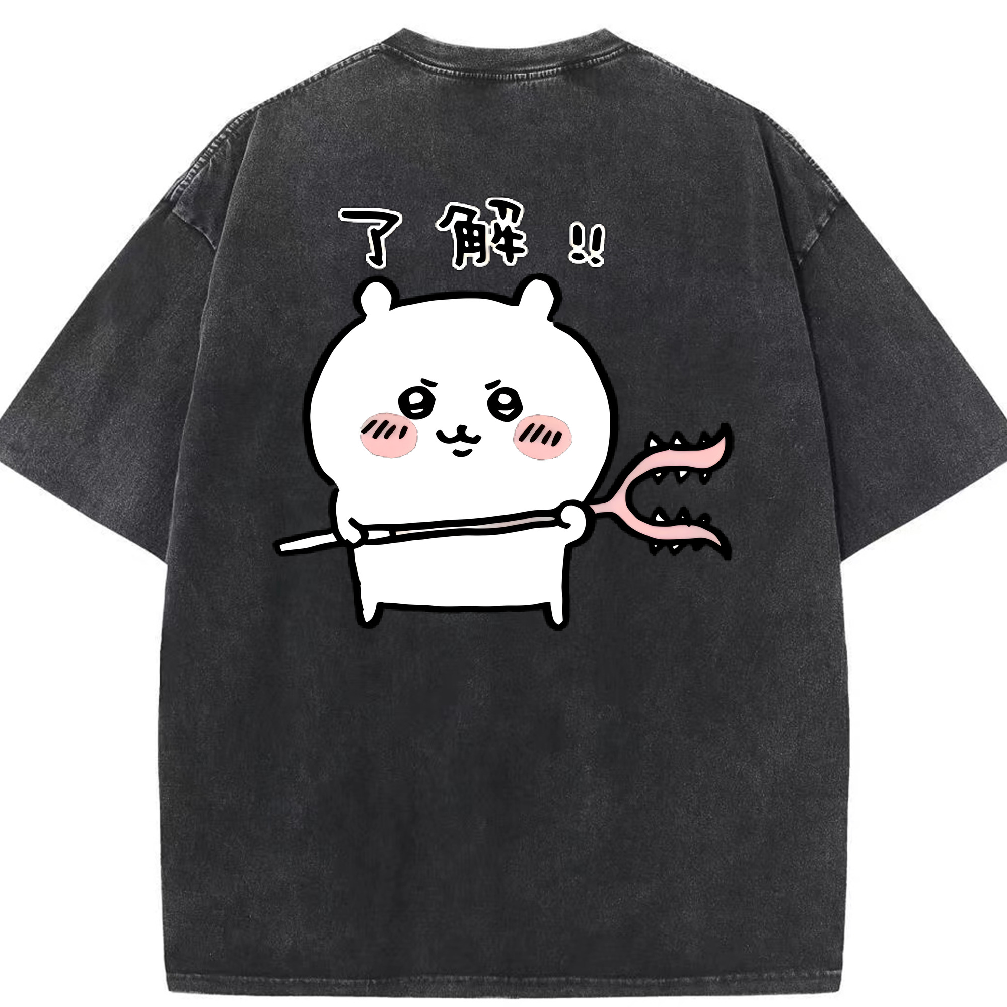 （画像用） ちいかわ ちいかわ Chii-kawa chiikawa 綿100% ヴィンテージ風 半袖Tシャツ（背面プリント）