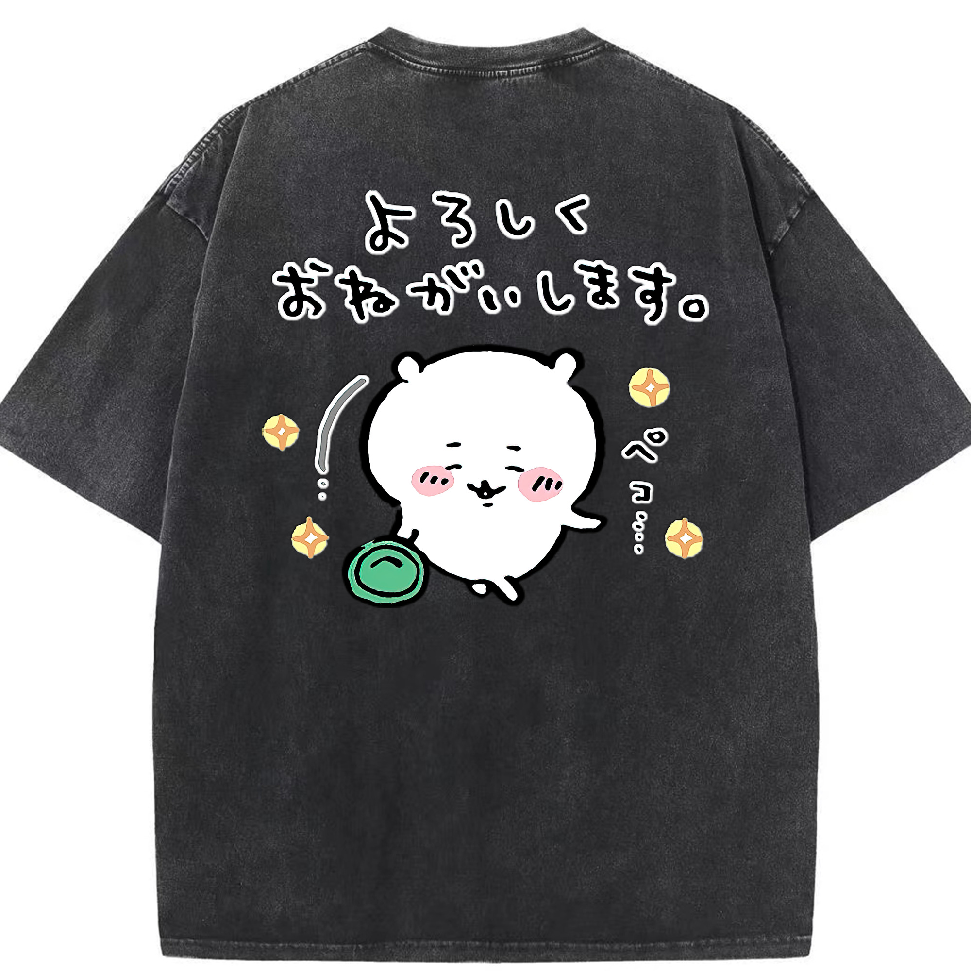 （画像用） ちいかわ ちいかわ Chii-kawa chiikawa 綿100% ヴィンテージ風 半袖Tシャツ（背面プリント）