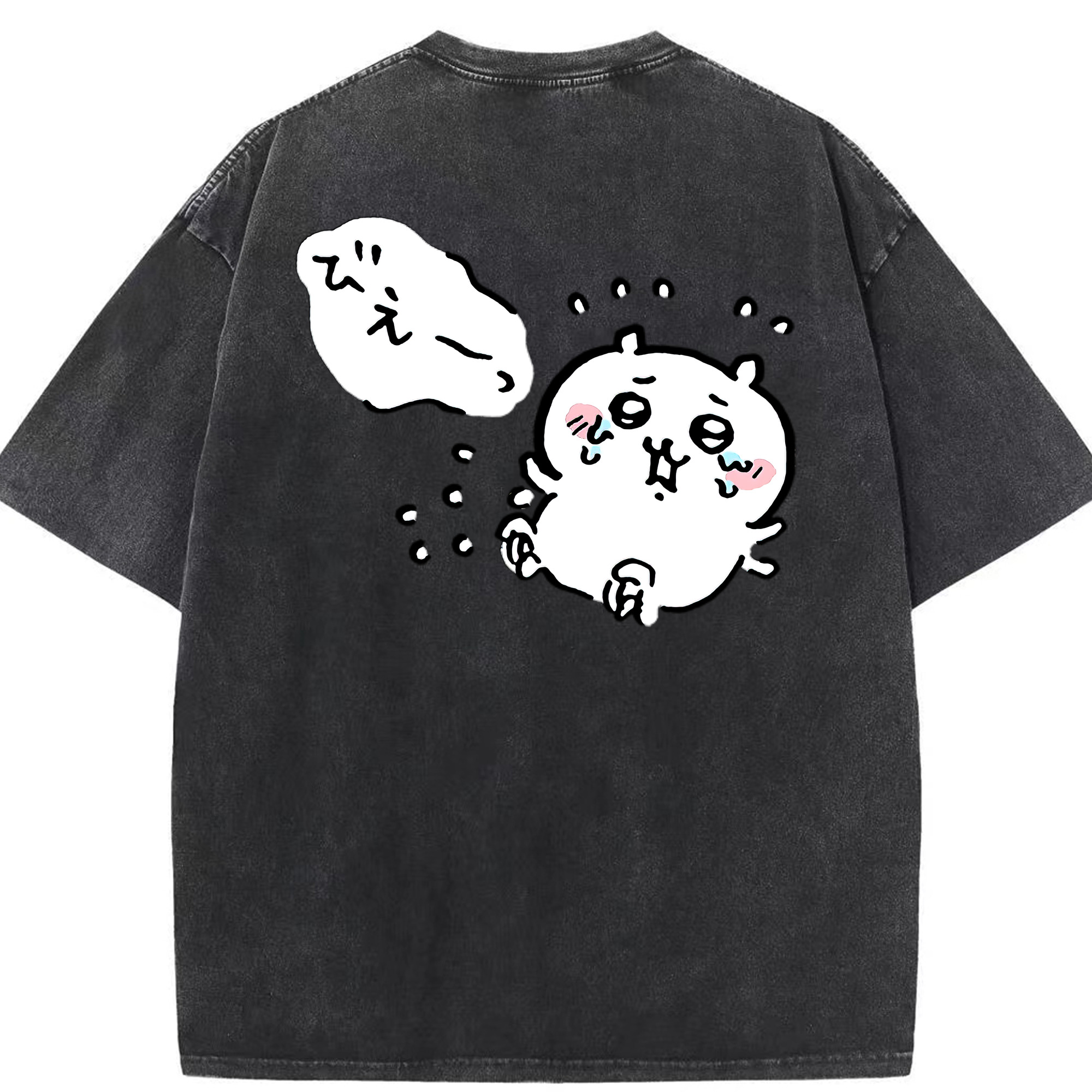 （画像用） ちいかわ ちいかわ Chii-kawa chiikawa 綿100% ヴィンテージ風 半袖Tシャツ（背面プリント）