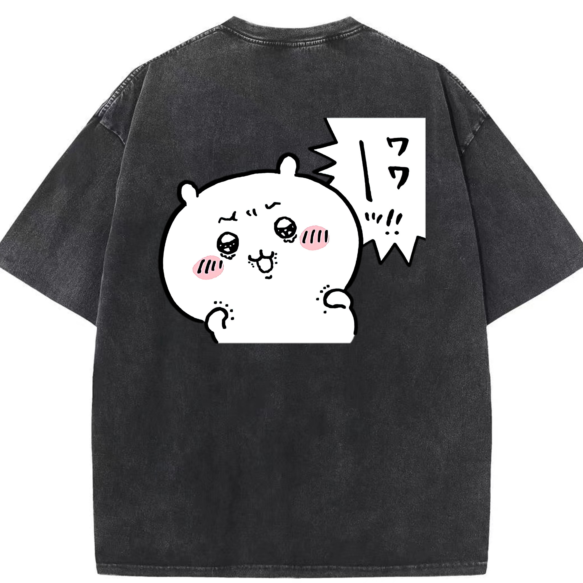 （画像用） ちいかわ ちいかわ Chii-kawa chiikawa 綿100% ヴィンテージ風 半袖Tシャツ（背面プリント）