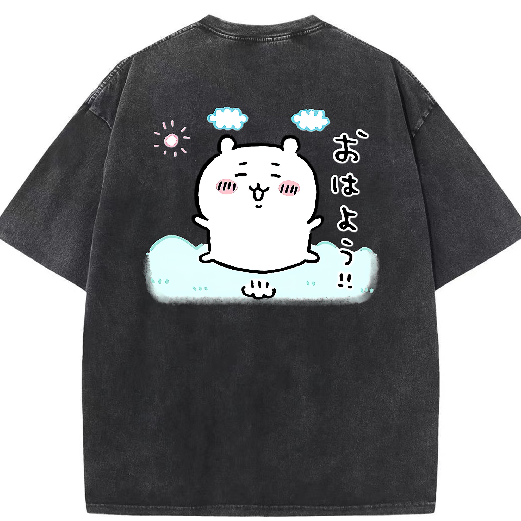 （画像用） ちいかわ ちいかわ Chii-kawa chiikawa 綿100% ヴィンテージ風 半袖Tシャツ（背面プリント）