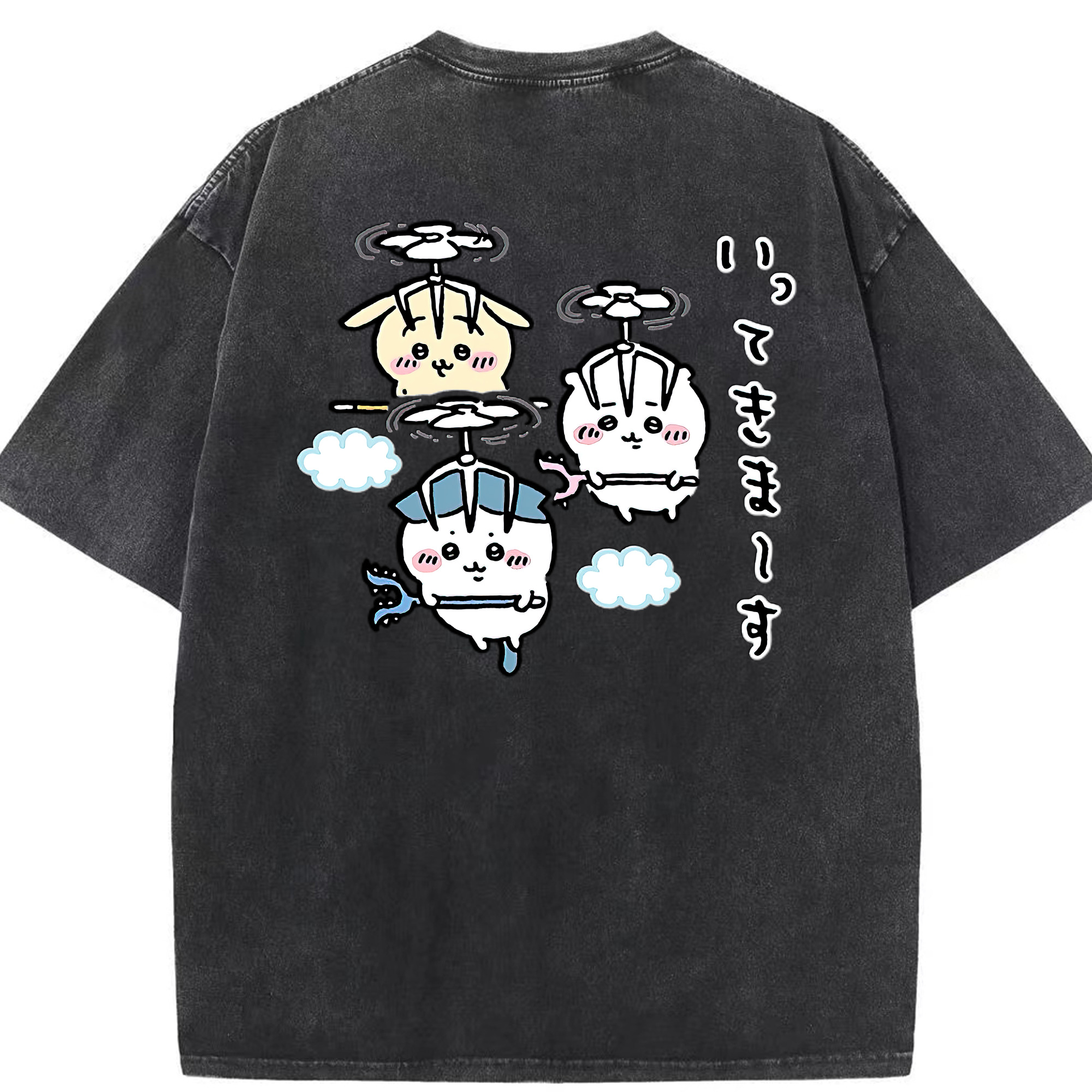 （画像用） ちいかわ ちいかわ Chii-kawa chiikawa 綿100% ヴィンテージ風 半袖Tシャツ（背面プリント）