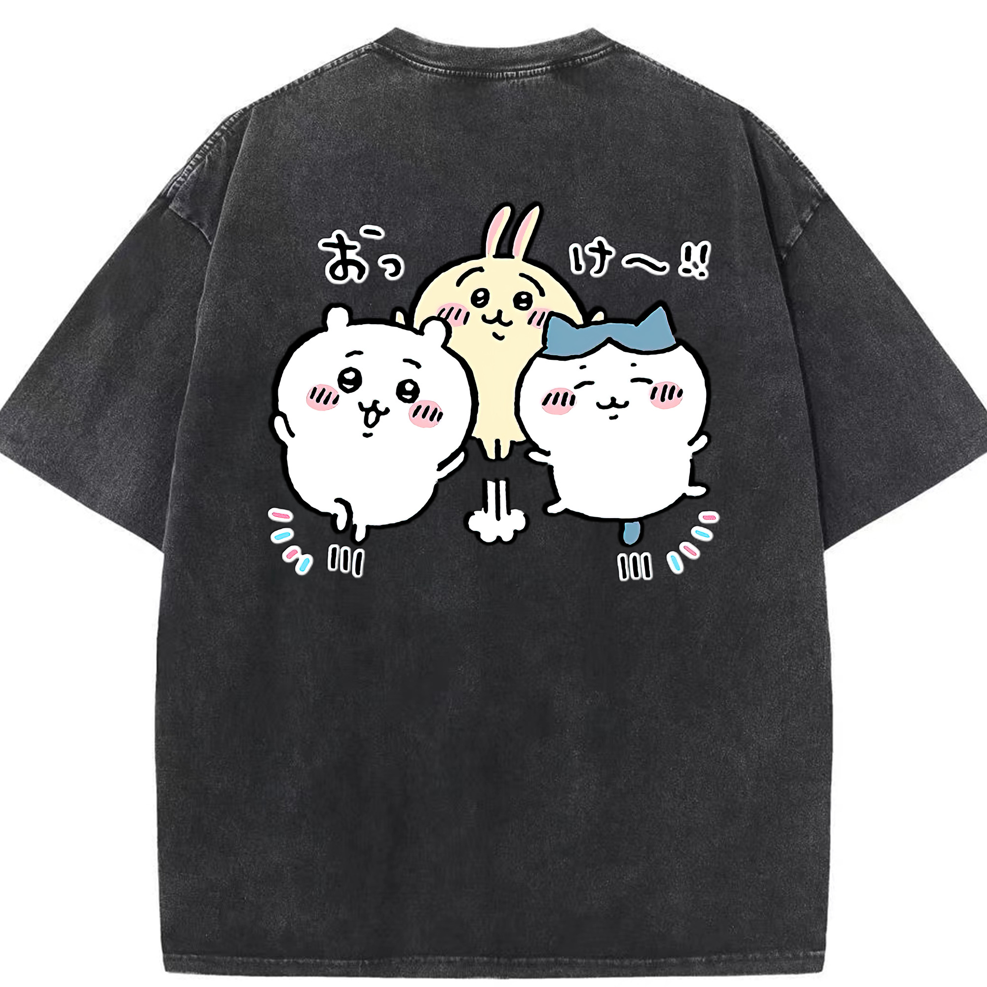 （画像用） ちいかわ ちいかわ Chii-kawa chiikawa 綿100% ヴィンテージ風 半袖Tシャツ（背面プリント）