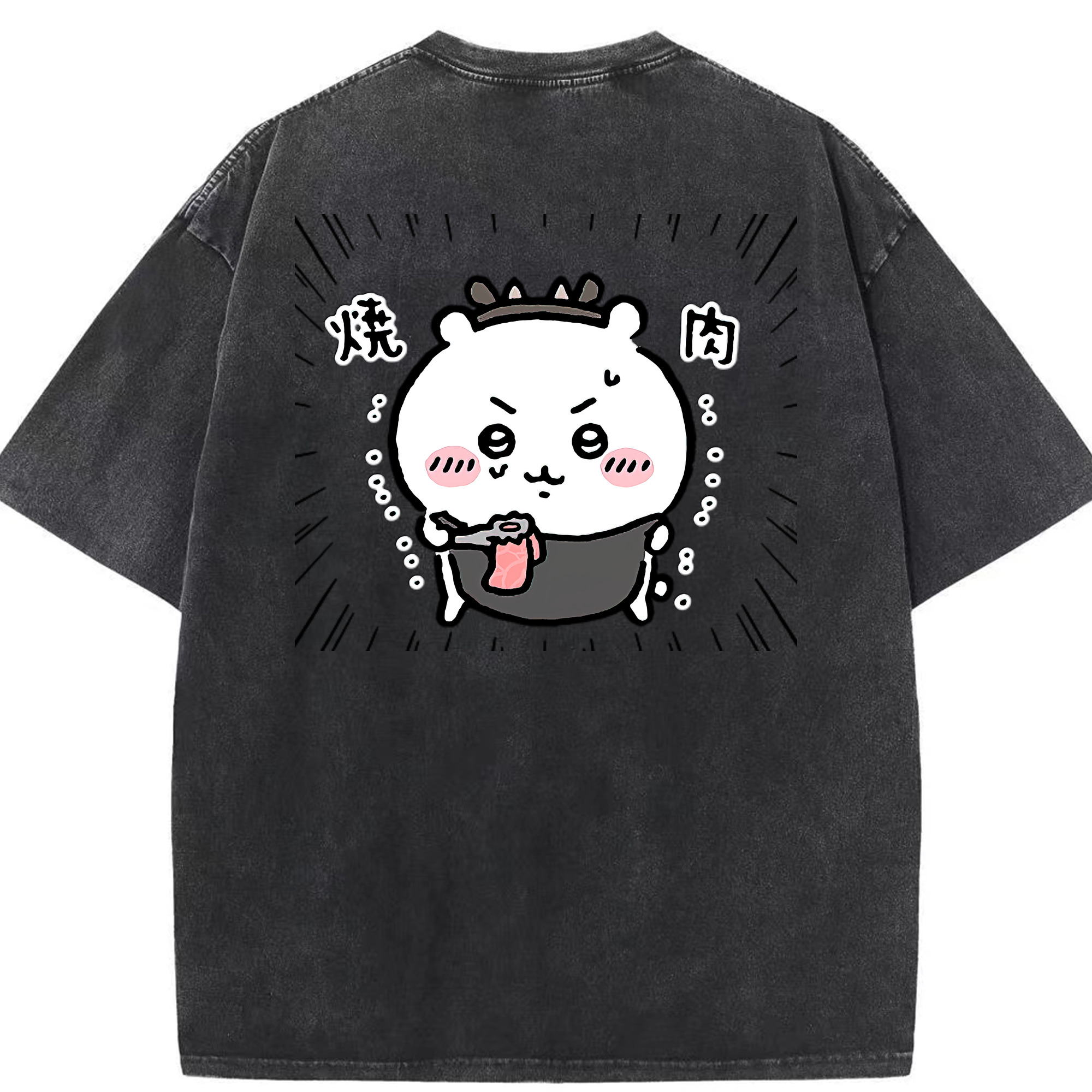 （画像用） ちいかわ ちいかわ Chii-kawa chiikawa 綿100% ヴィンテージ風 半袖Tシャツ（背面プリント）