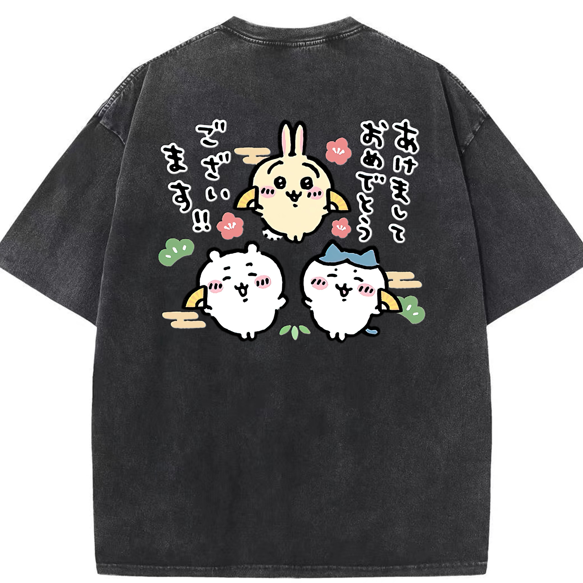 （画像用） ちいかわ ちいかわ Chii-kawa chiikawa 綿100% ヴィンテージ風 半袖Tシャツ（背面プリント）