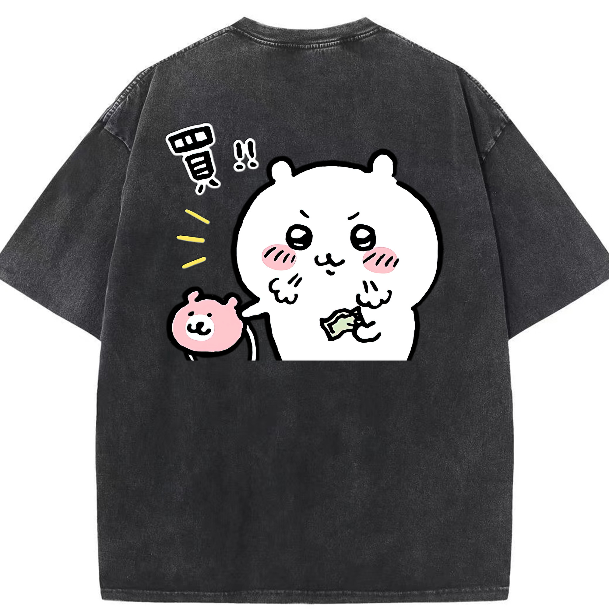 （画像用） ちいかわ ちいかわ Chii-kawa chiikawa 綿100% ヴィンテージ風 半袖Tシャツ（背面プリント）