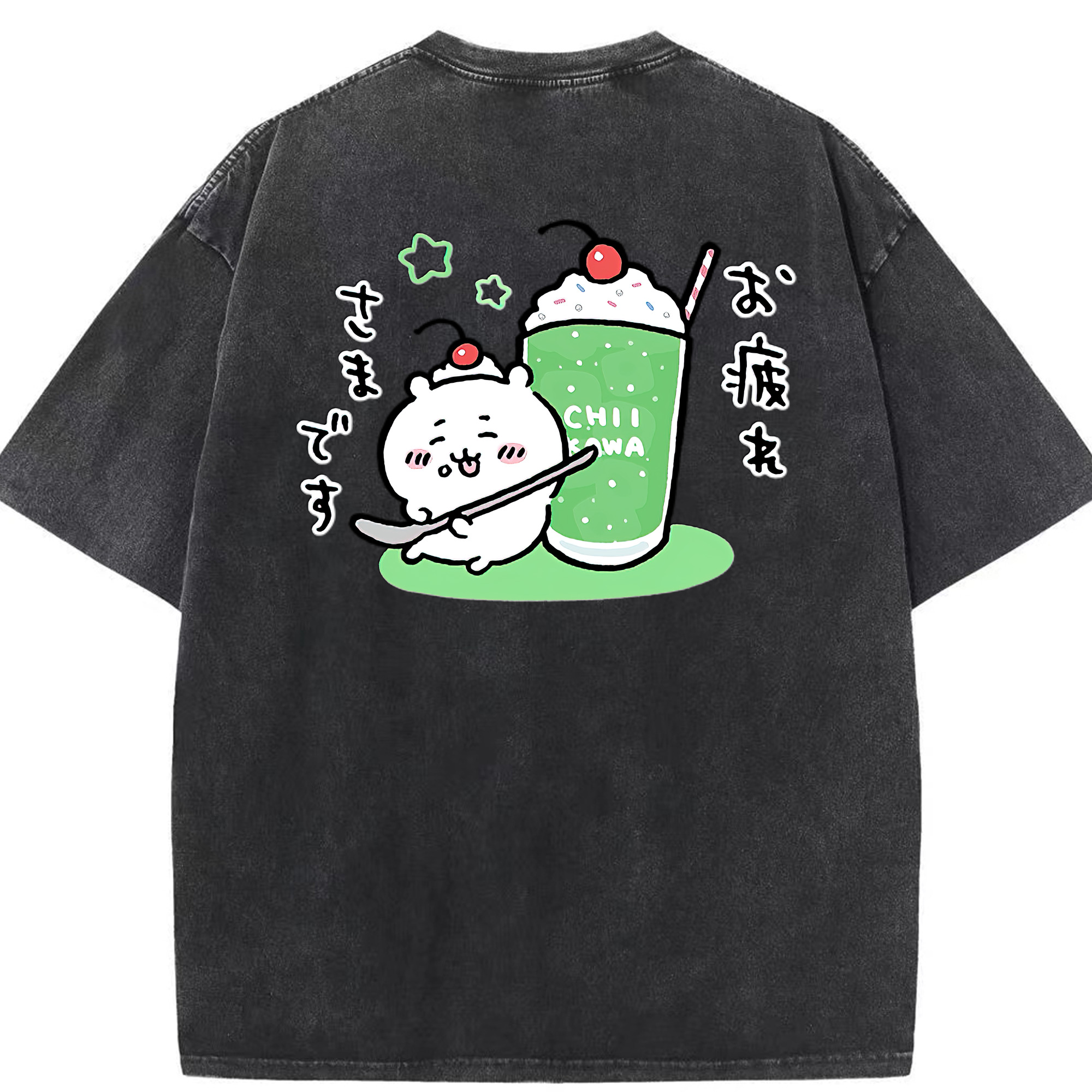 （画像用） ちいかわ ちいかわ Chii-kawa chiikawa 綿100% ヴィンテージ風 半袖Tシャツ（背面プリント）