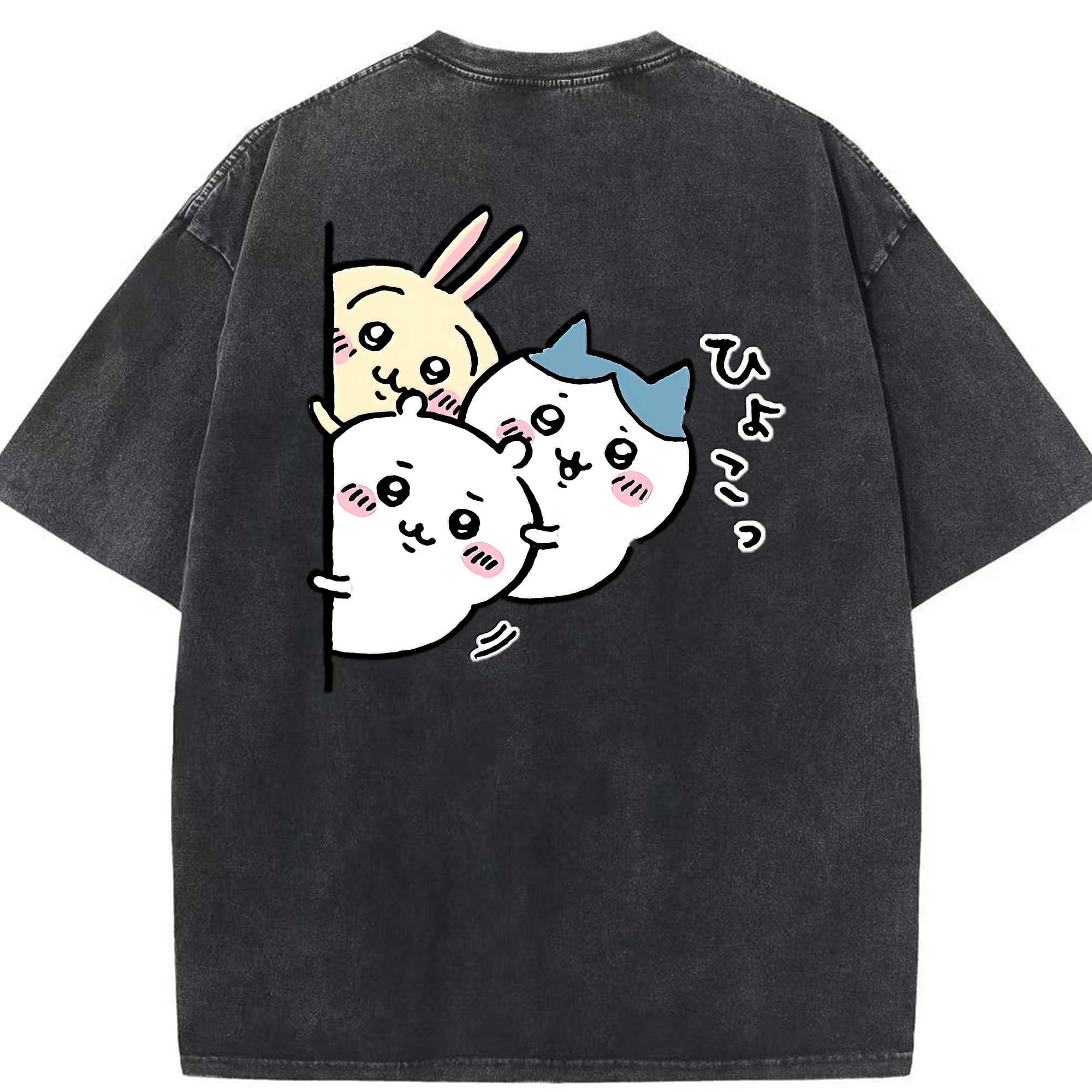 （画像用） ちいかわ うさぎ Chii-kawa usagi 綿100% ヴィンテージ風 半袖Tシャツ（背面プリント）