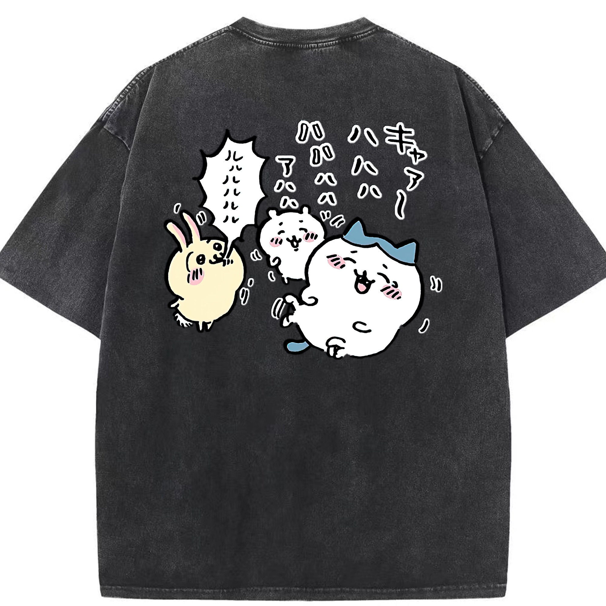 （画像用） ちいかわ うさぎ Chii-kawa usagi 綿100% ヴィンテージ風 半袖Tシャツ（背面プリント）