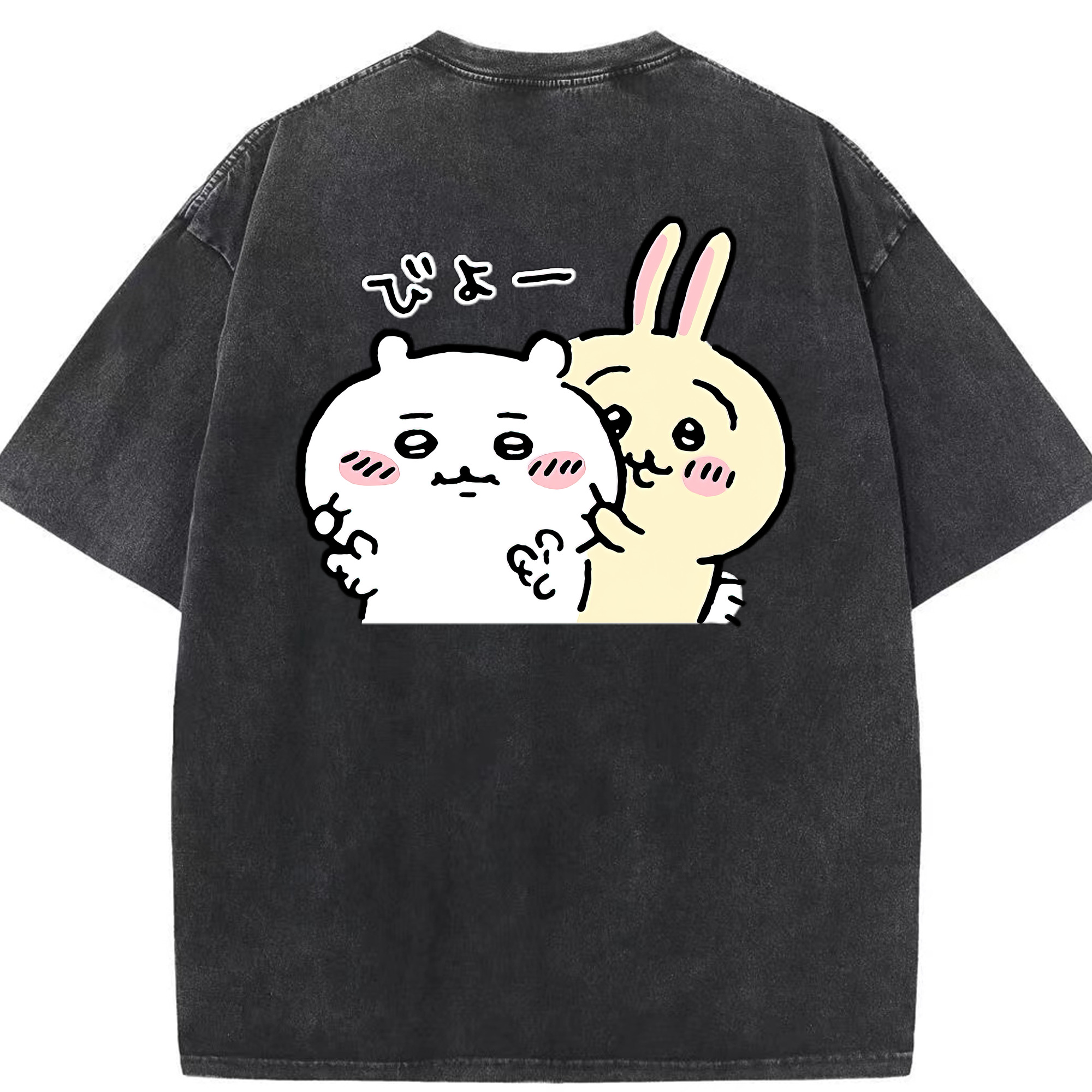 （画像用） ちいかわ うさぎ Chii-kawa usagi 綿100% ヴィンテージ風 半袖Tシャツ（背面プリント）