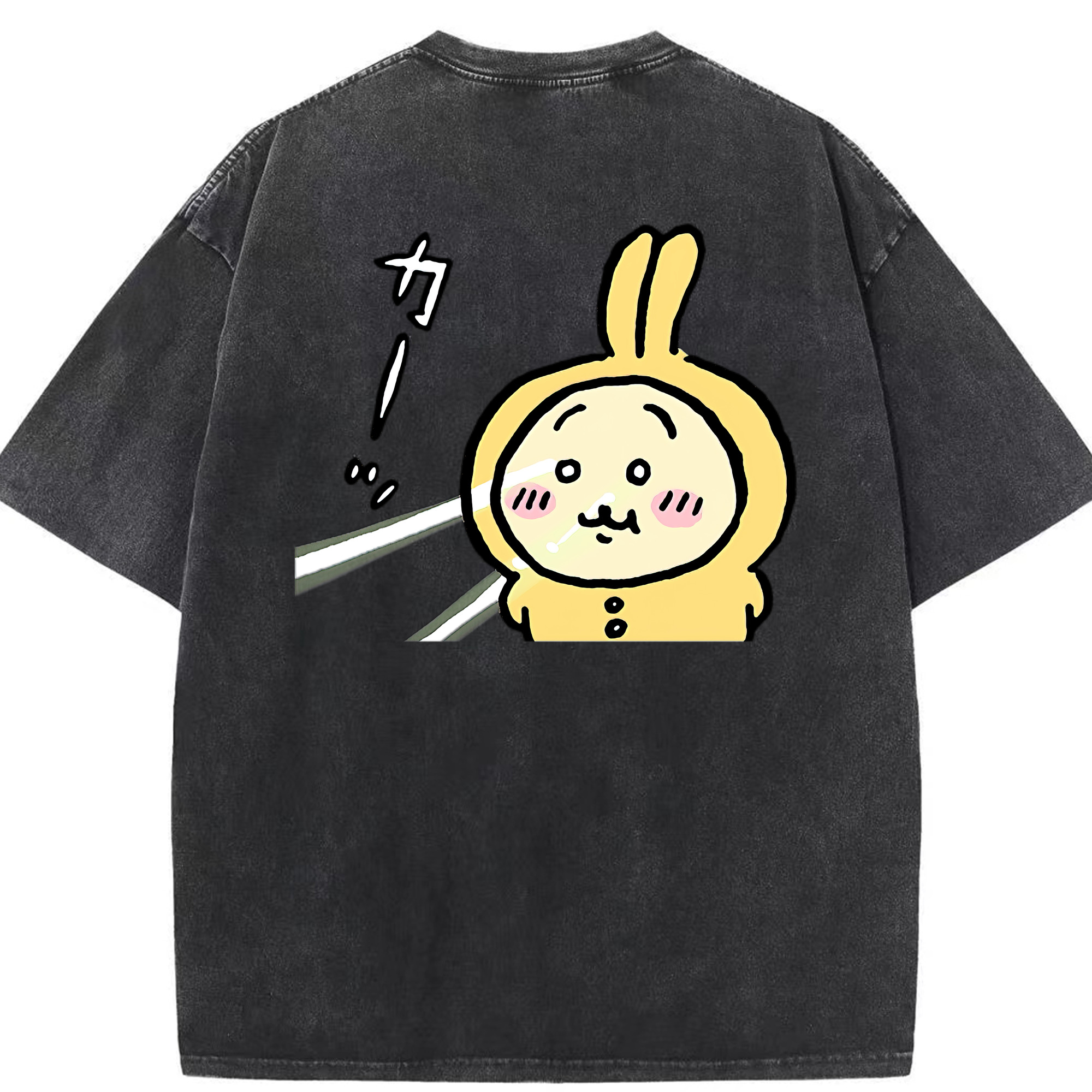 （画像用） ちいかわ うさぎ Chii-kawa usagi 綿100% ヴィンテージ風 半袖Tシャツ（背面プリント）