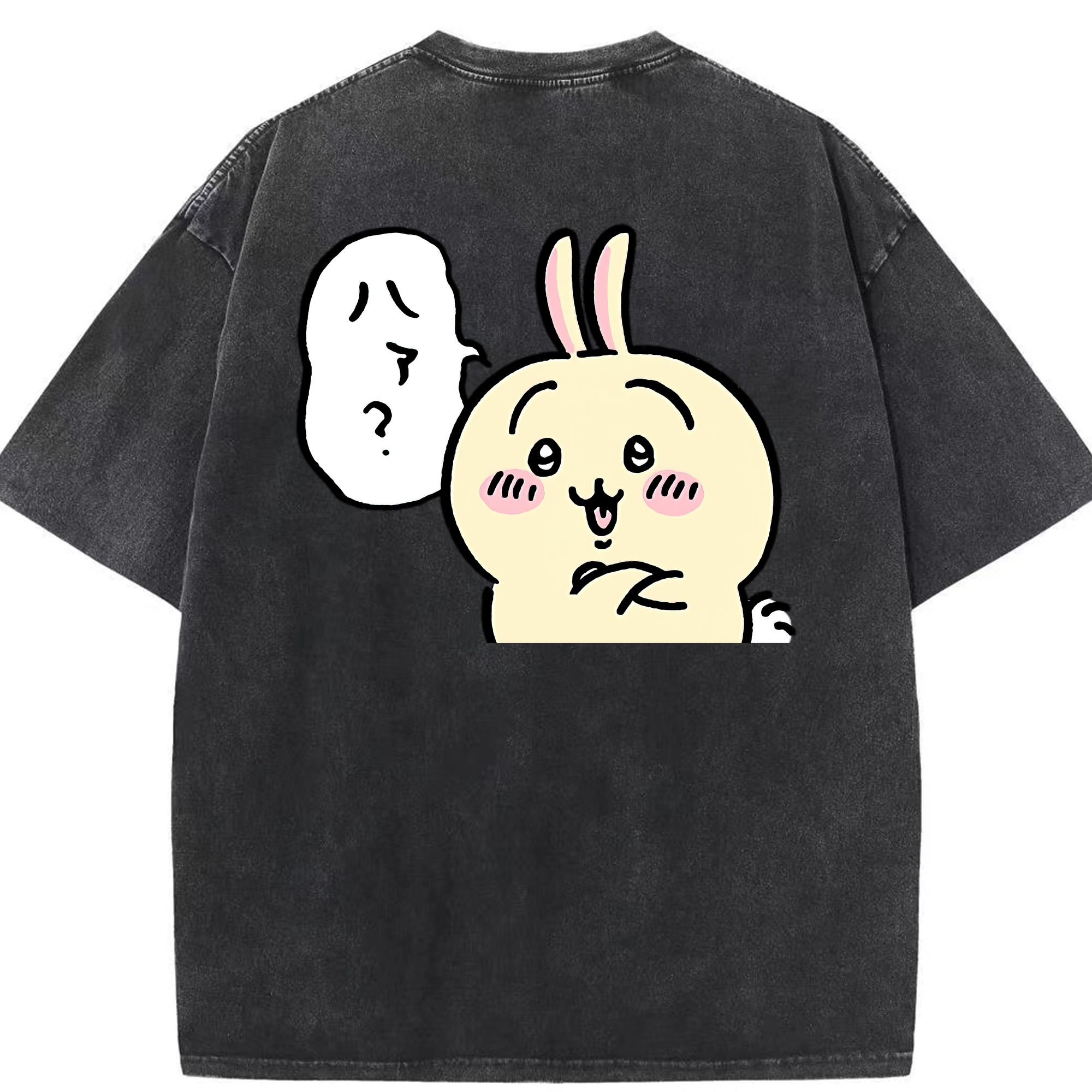 （画像用） ちいかわ うさぎ Chii-kawa usagi 綿100% ヴィンテージ風 半袖Tシャツ（背面プリント）