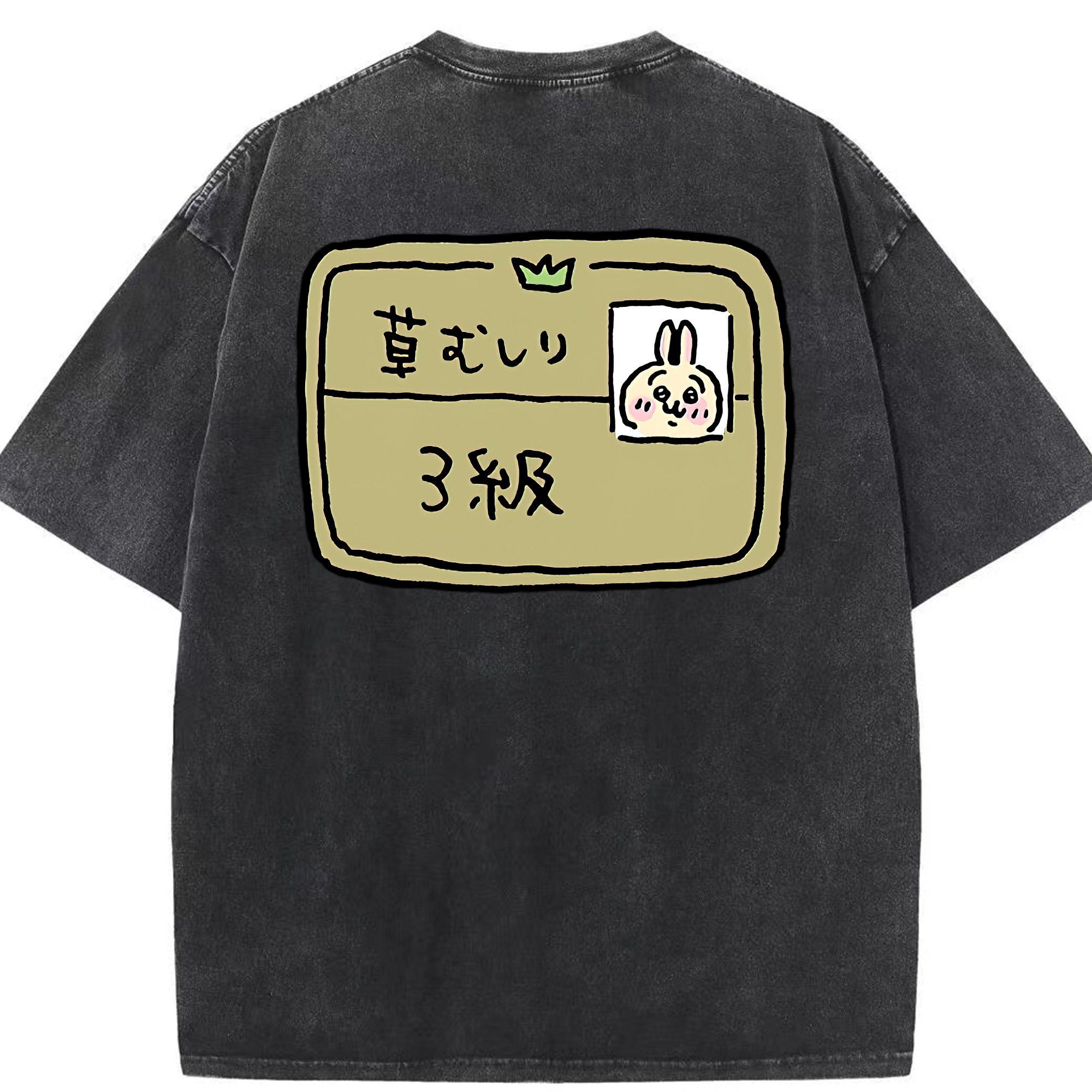 （画像用） ちいかわ うさぎ Chii-kawa usagi 綿100% ヴィンテージ風 半袖Tシャツ（背面プリント）