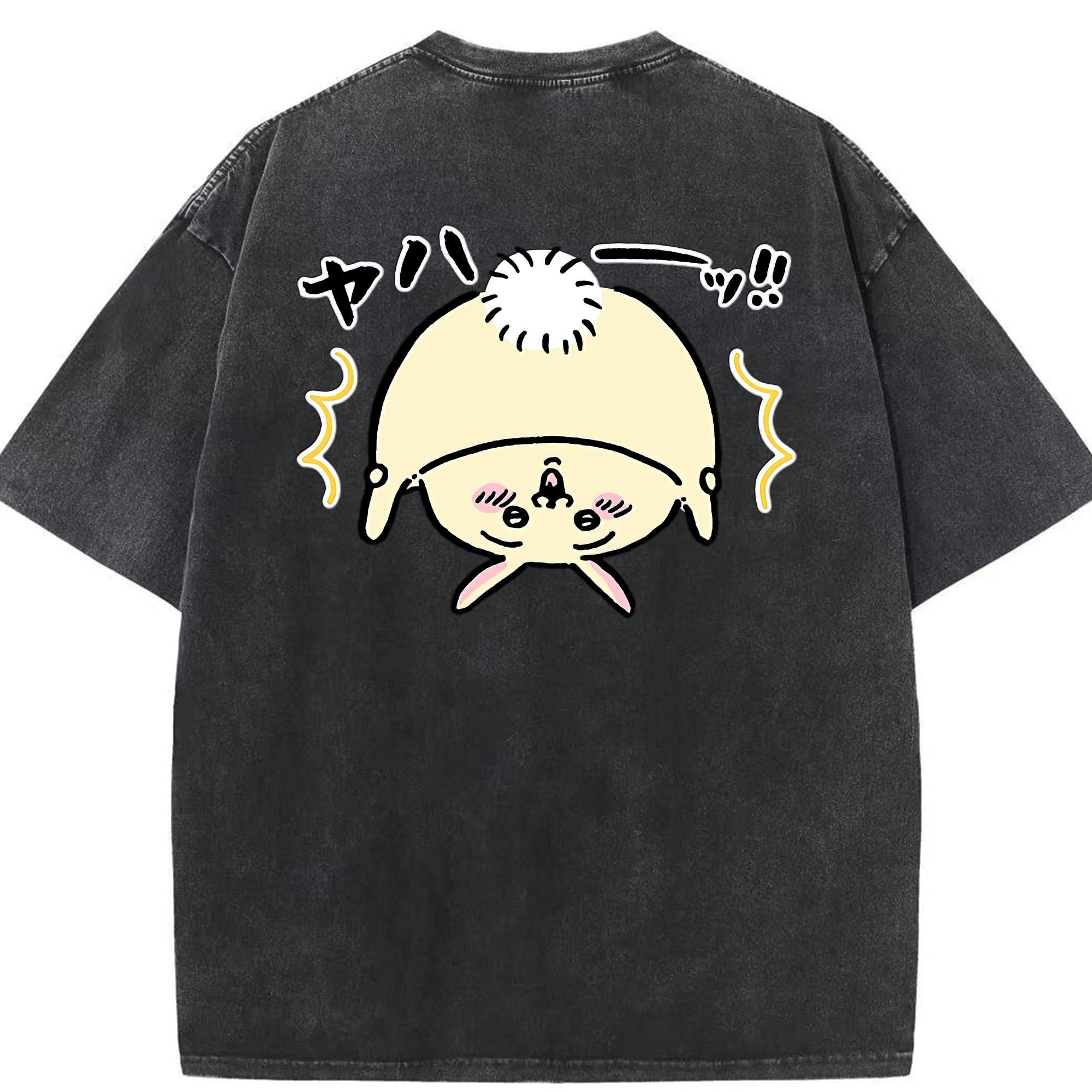 （画像用） ちいかわ うさぎ Chii-kawa usagi 綿100% ヴィンテージ風 半袖Tシャツ（背面プリント）