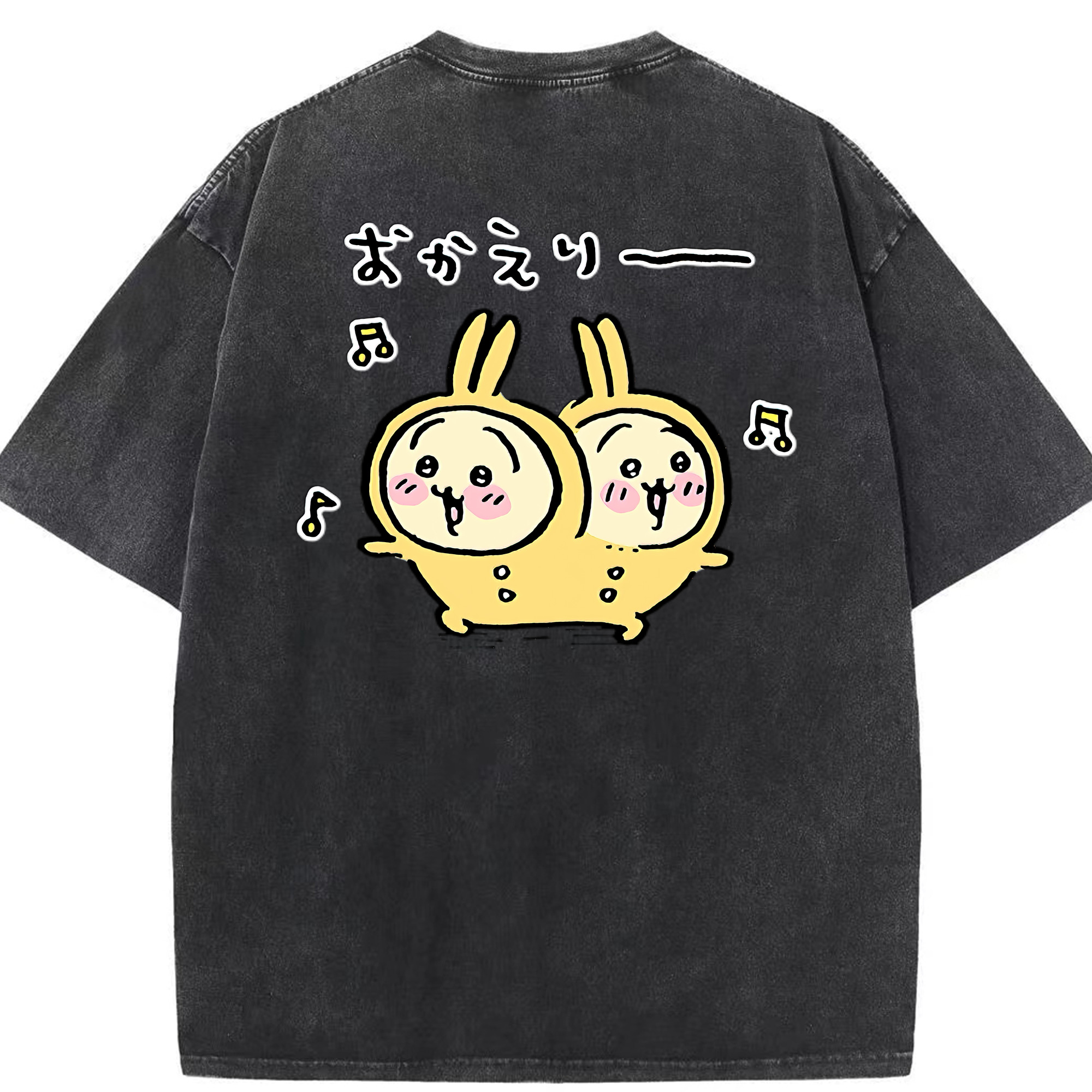 （画像用） ちいかわ うさぎ Chii-kawa usagi 綿100% ヴィンテージ風 半袖Tシャツ（背面プリント）