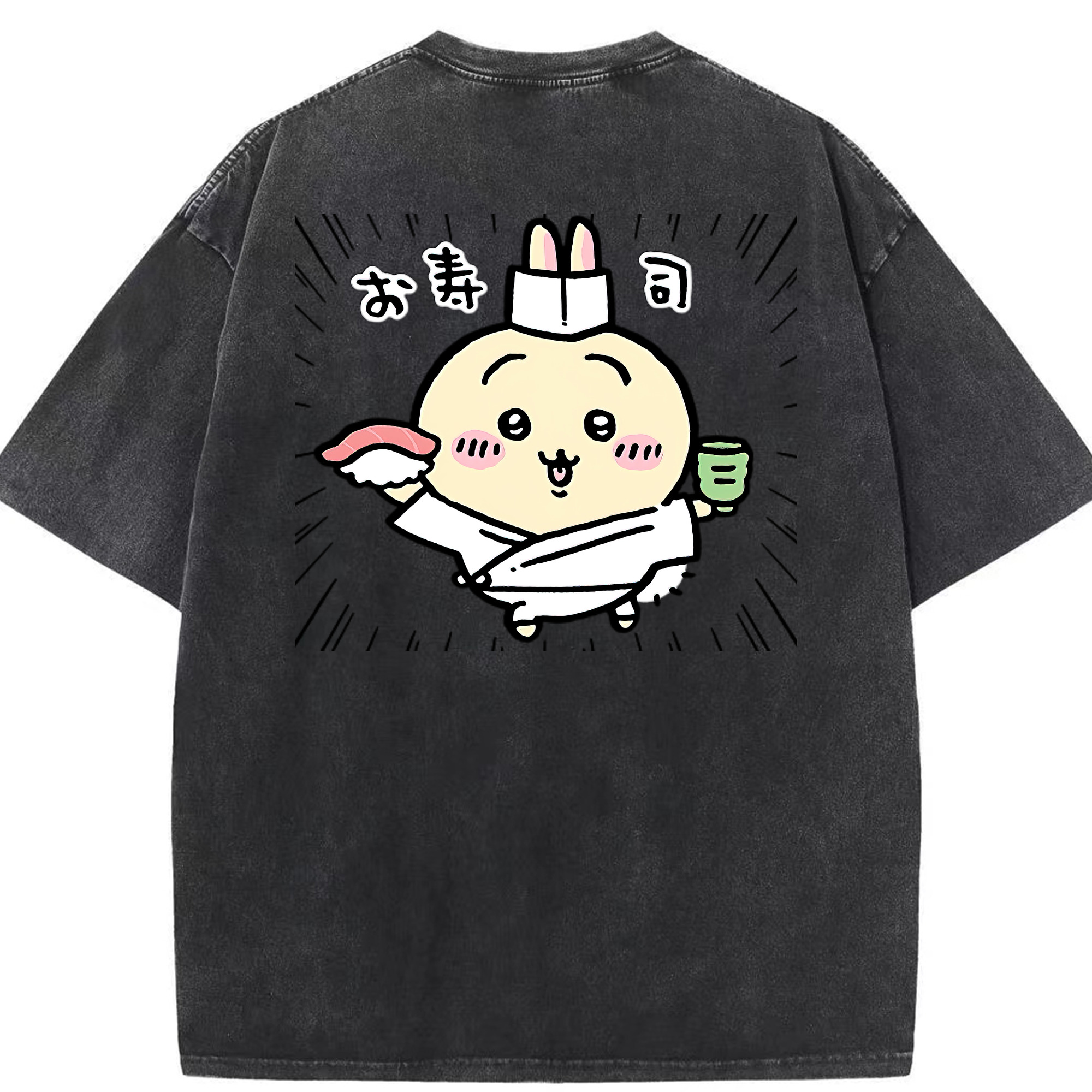 （画像用） ちいかわ うさぎ Chii-kawa usagi 綿100% ヴィンテージ風 半袖Tシャツ（背面プリント）