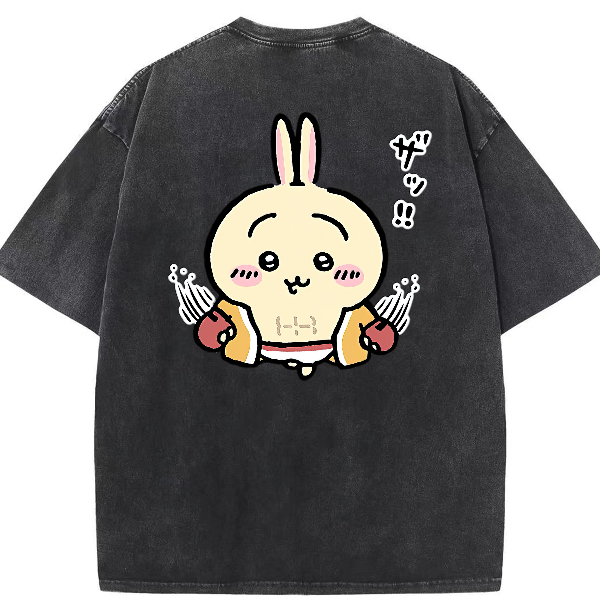 （画像用） ちいかわ うさぎ Chii-kawa usagi 綿100% ヴィンテージ風 半袖Tシャツ（背面プリント）