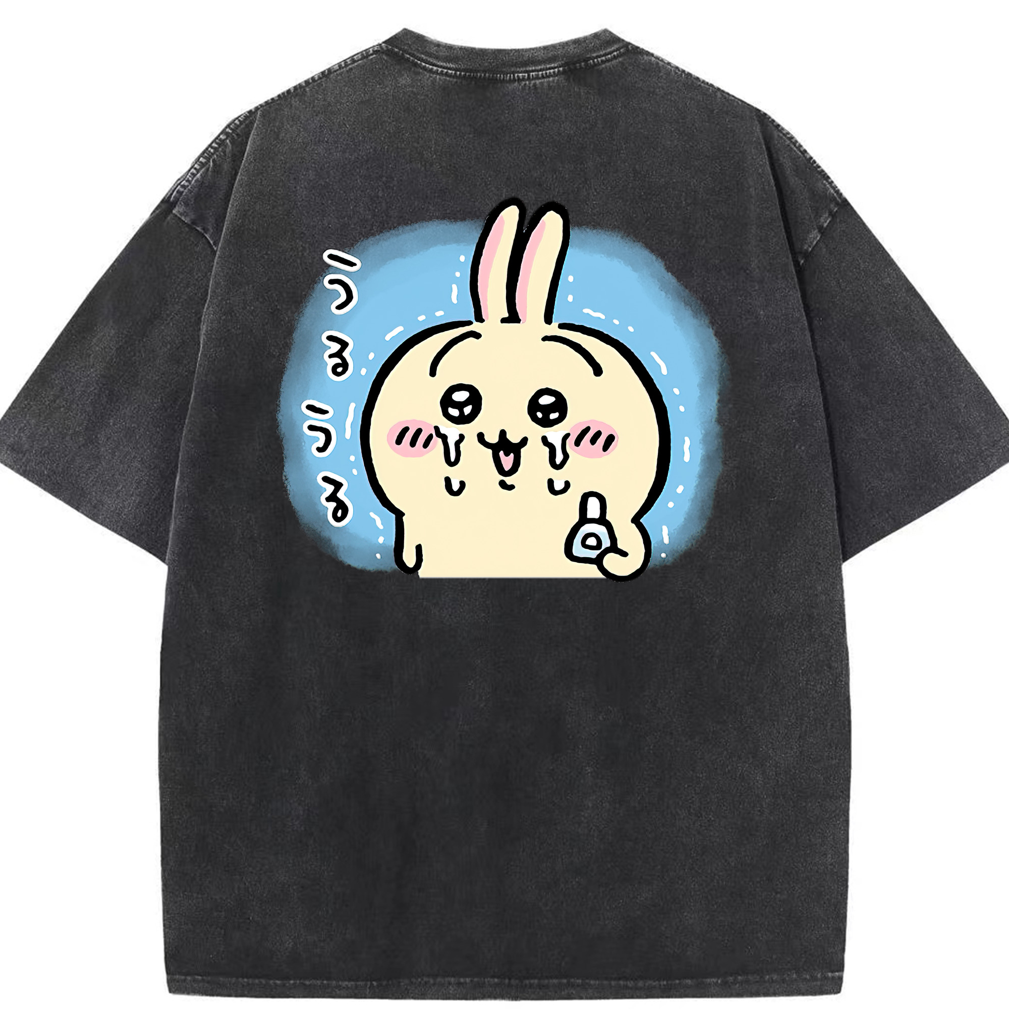 （画像用） ちいかわ うさぎ Chii-kawa usagi 綿100% ヴィンテージ風 半袖Tシャツ（背面プリント）