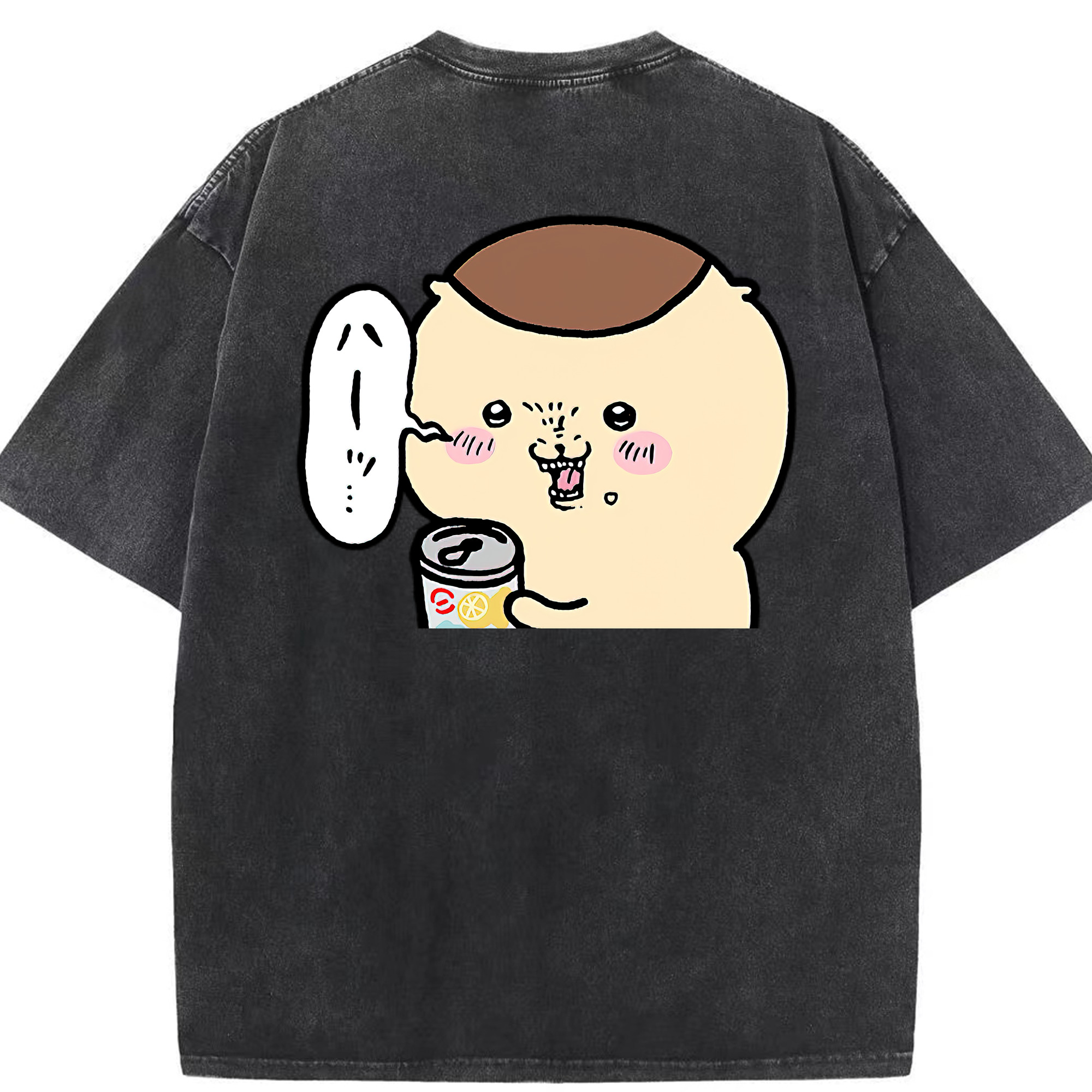 （画像用） ちいかわ くりまんじゅう Chii-kawa kuri manjū 綿100% ヴィンテージ風 半袖Tシャツ（背面プリント）