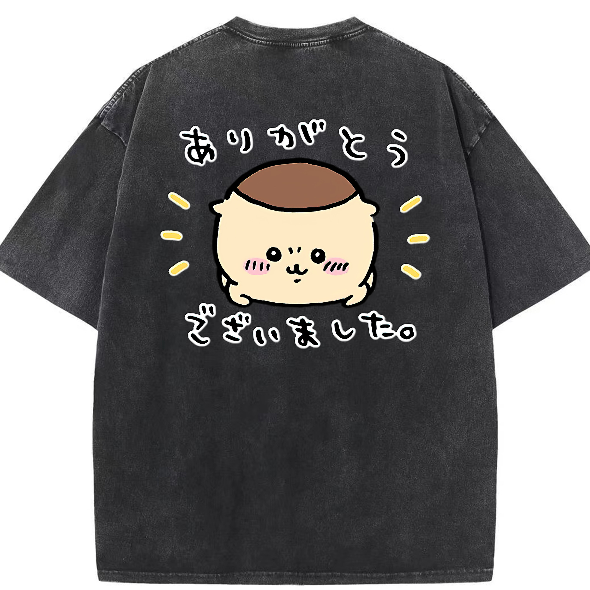 （画像用） ちいかわ くりまんじゅう Chii-kawa kuri manjū 綿100% ヴィンテージ風 半袖Tシャツ（背面プリント）
