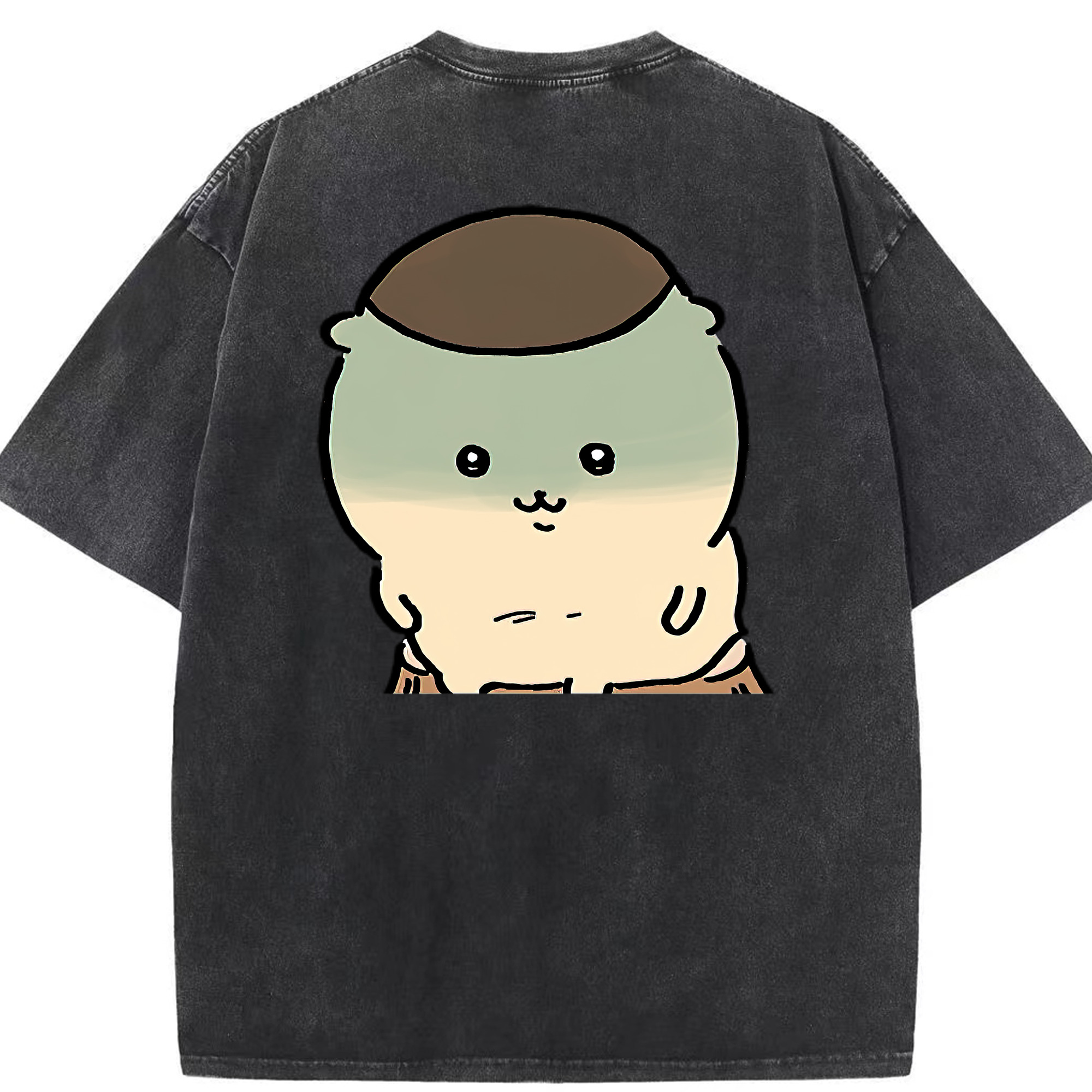 （画像用） ちいかわ くりまんじゅう Chii-kawa kuri manjū 綿100% ヴィンテージ風 半袖Tシャツ（背面プリント）