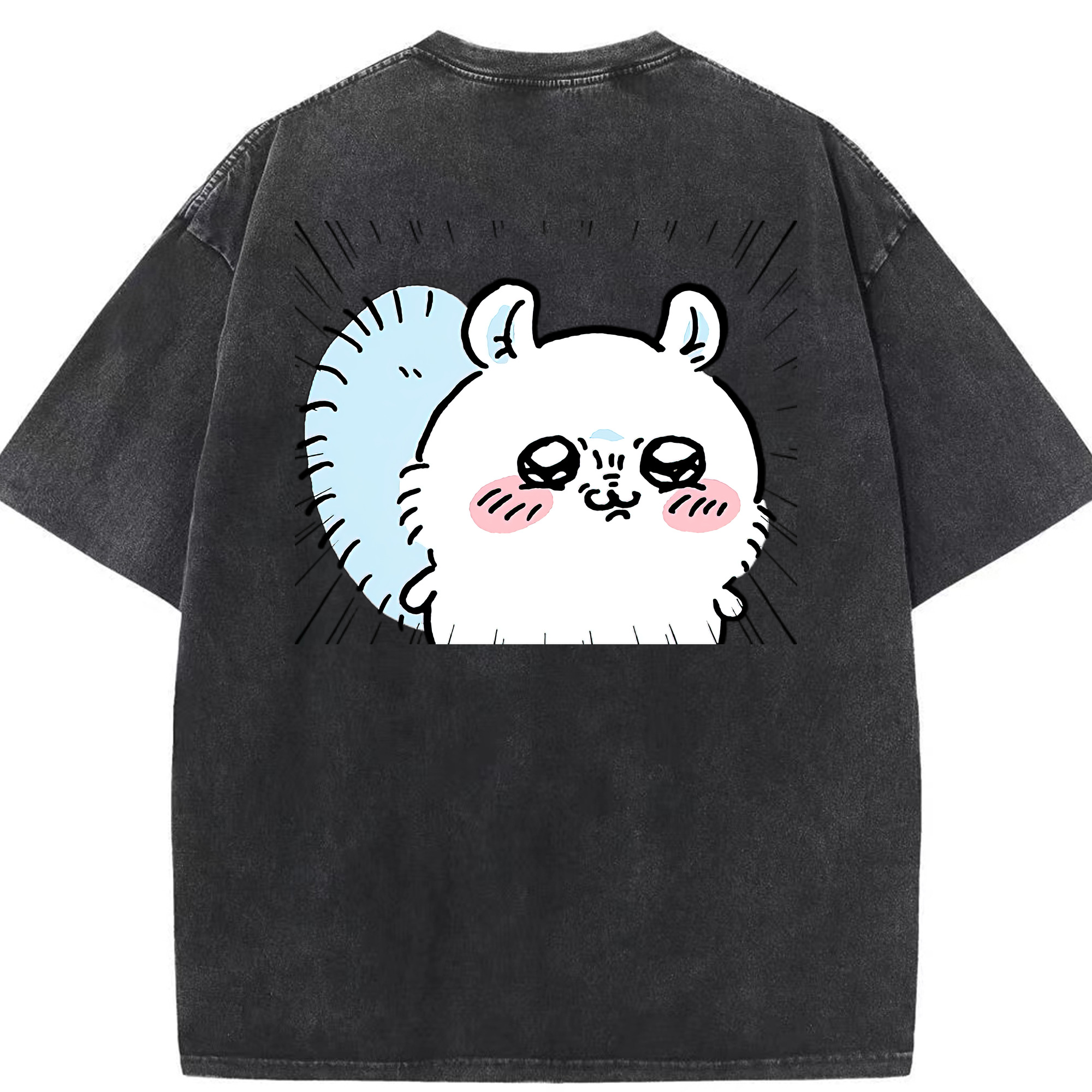 （画像用） ちいかわ モモンガ Chii-kawa Momonga 綿100% ヴィンテージ風 半袖Tシャツ（背面プリント）