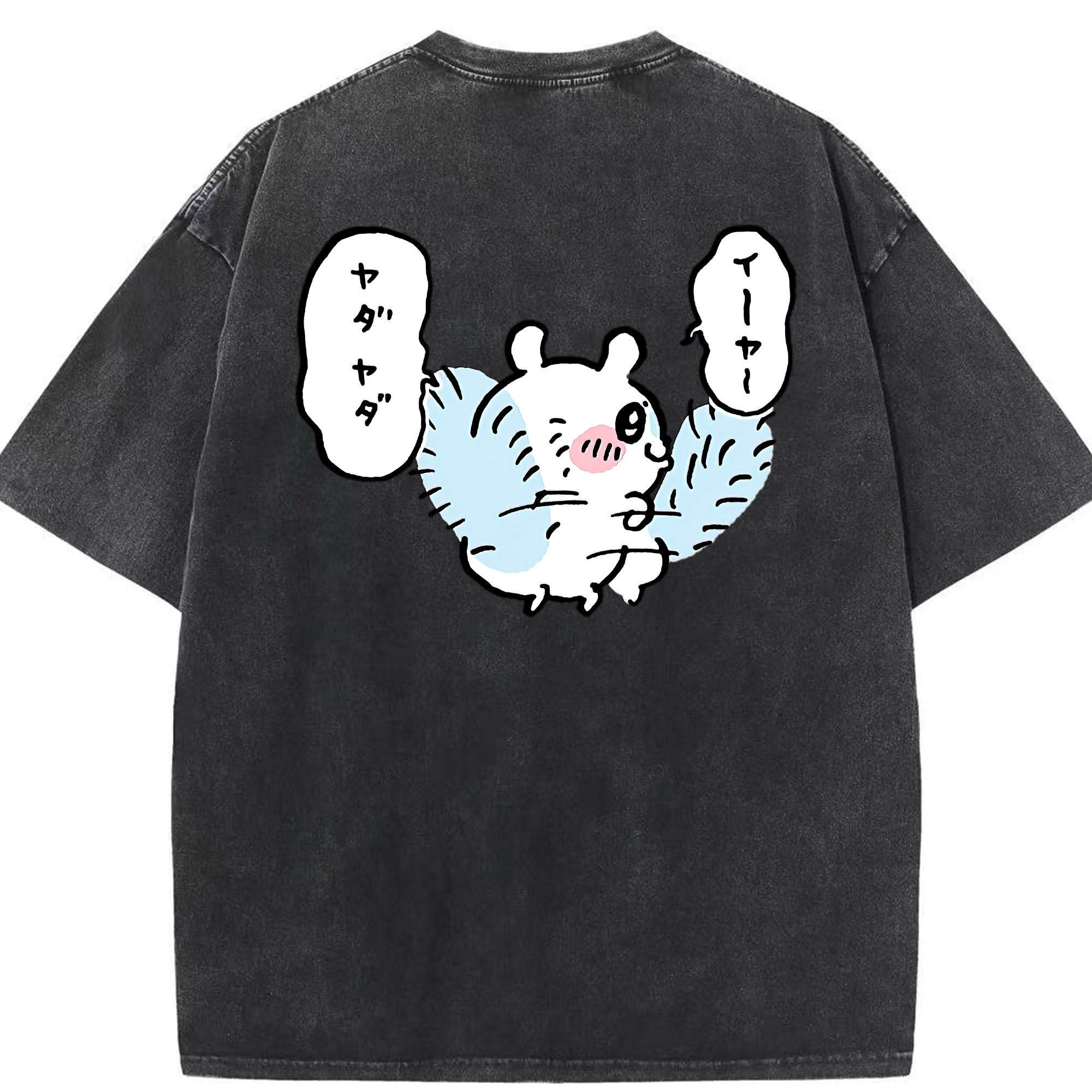 （画像用） ちいかわ モモンガ Chii-kawa Momonga 綿100% ヴィンテージ風 半袖Tシャツ（背面プリント）