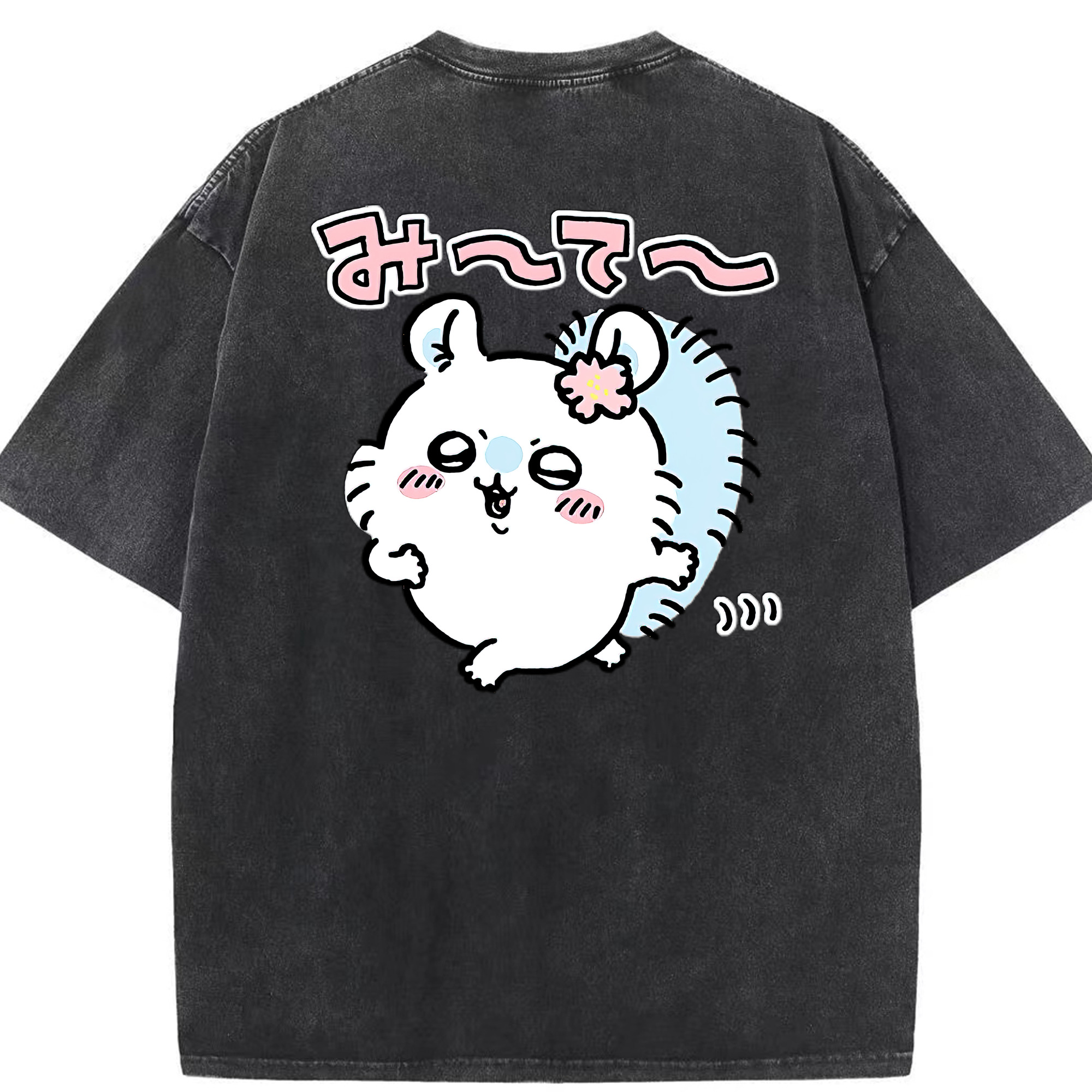 （画像用） ちいかわ モモンガ Chii-kawa Momonga 綿100% ヴィンテージ風 半袖Tシャツ（背面プリント）