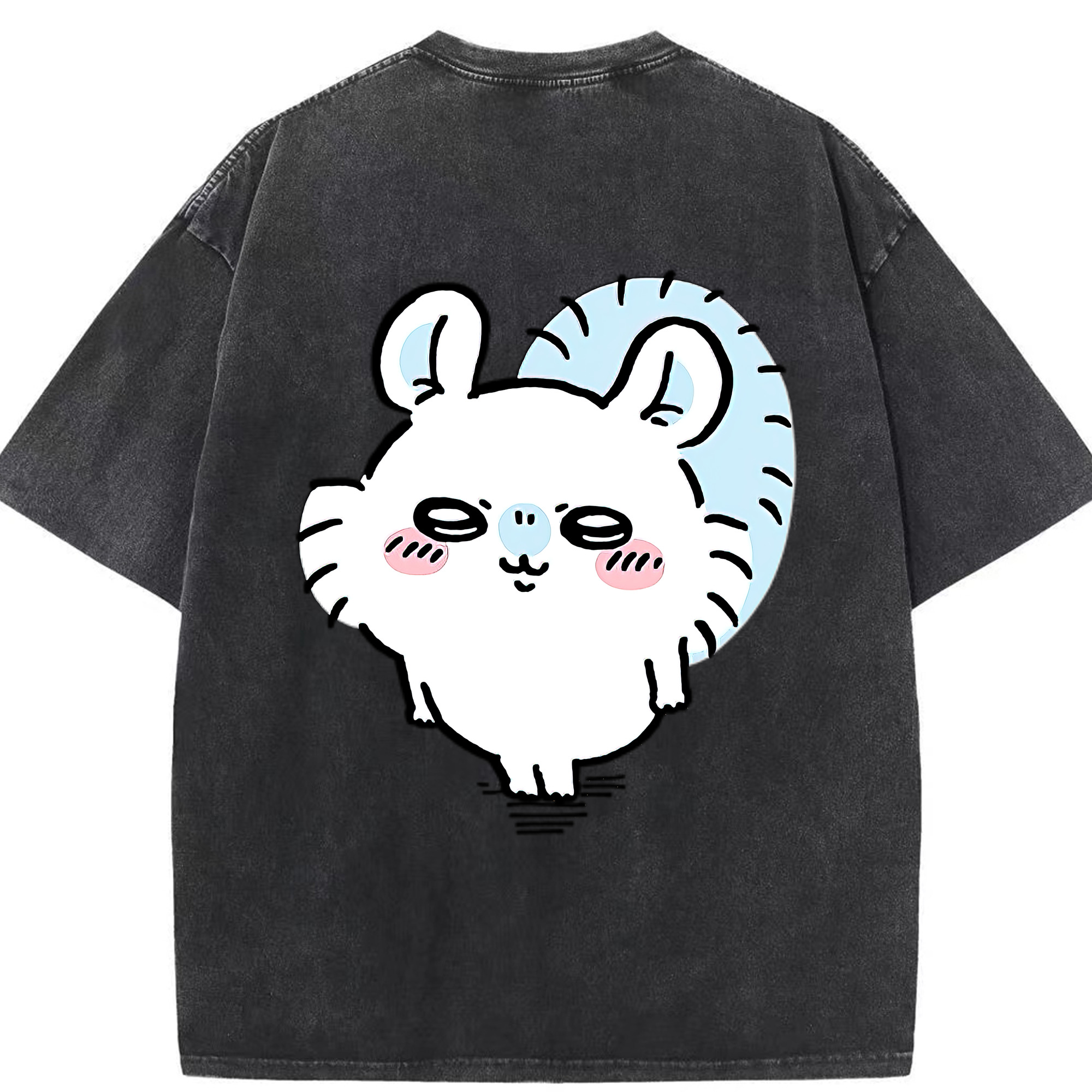 （画像用） ちいかわ モモンガ Chii-kawa Momonga 綿100% ヴィンテージ風 半袖Tシャツ（背面プリント）