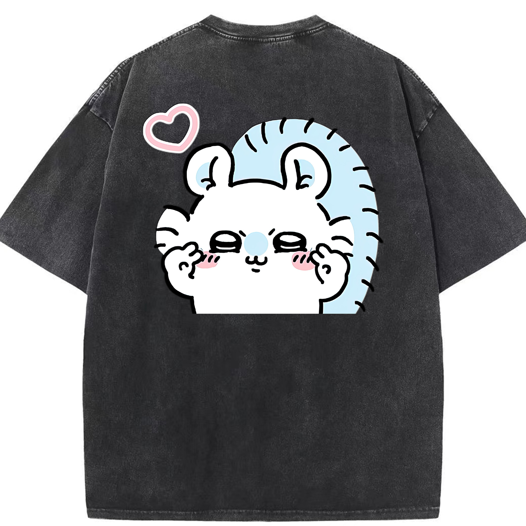 （画像用） ちいかわ モモンガ Chii-kawa Momonga 綿100% ヴィンテージ風 半袖Tシャツ（背面プリント）