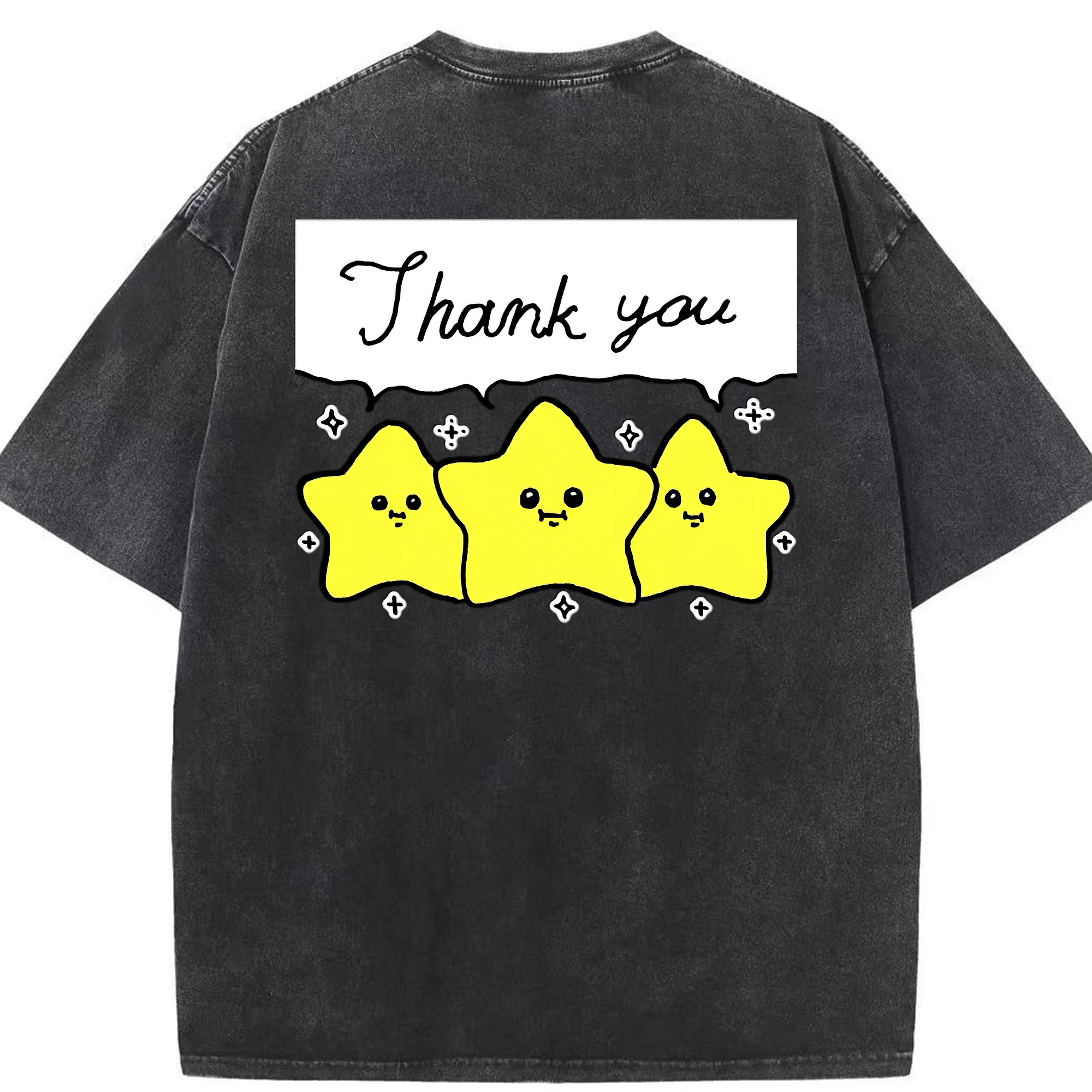 （画像用） ちいかわ 流れ星 Chii-kawa Shooting star 綿100% ヴィンテージ風 半袖Tシャツ（背面プリント）