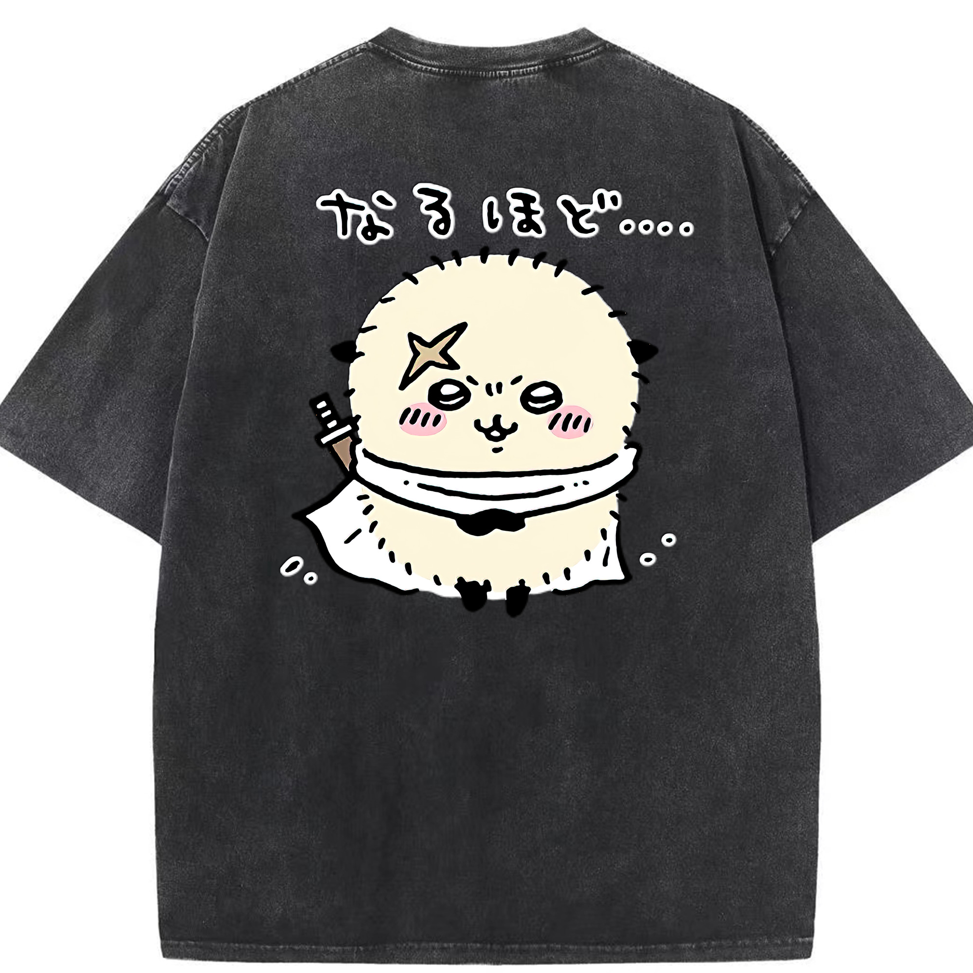 （画像用） ちいかわ ラッコ Chii-kawa Sea otter 綿100% ヴィンテージ風 半袖Tシャツ（背面プリント）